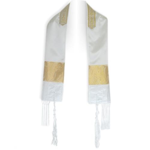 White and Gold Paisley Tallis、mySite、topwebapps