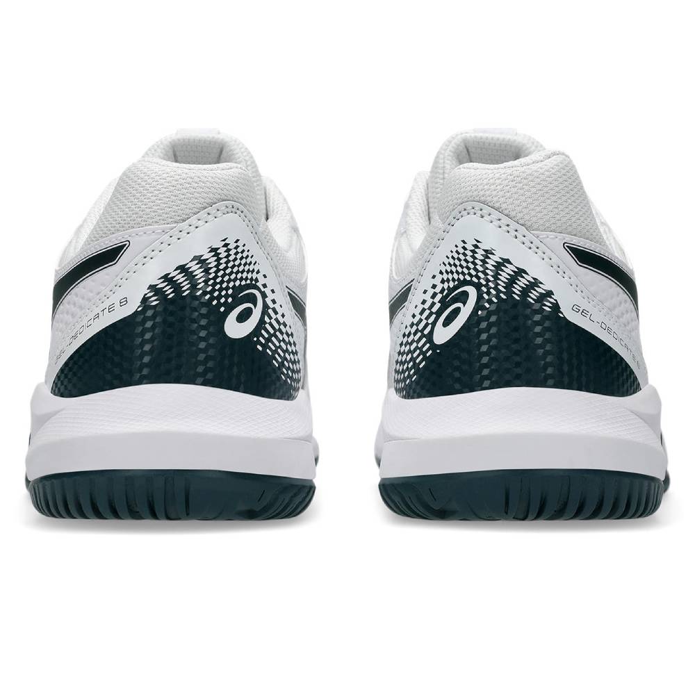 Asics Gel Dedicate 8 Men's Tennis Shoe (White/Saxon Green)