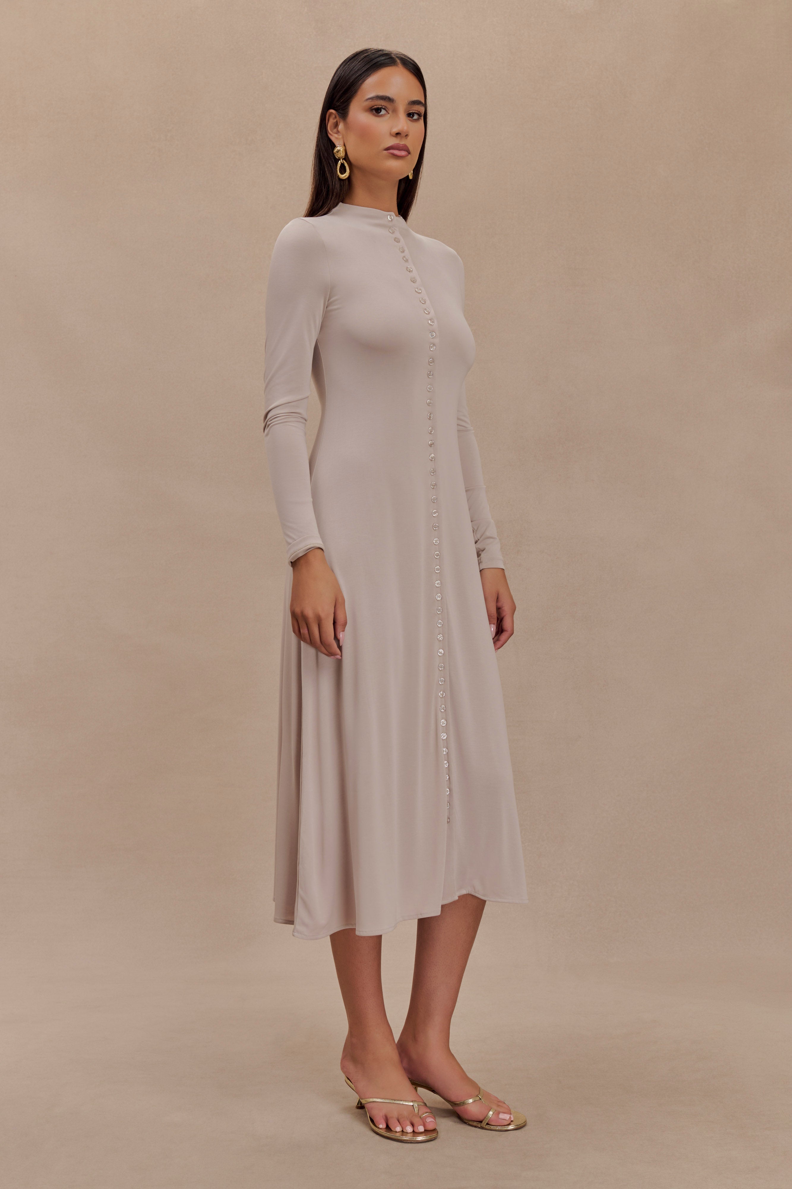 Anders Peached Jersey Midi Dress - Taupe、mySite、solidvoid