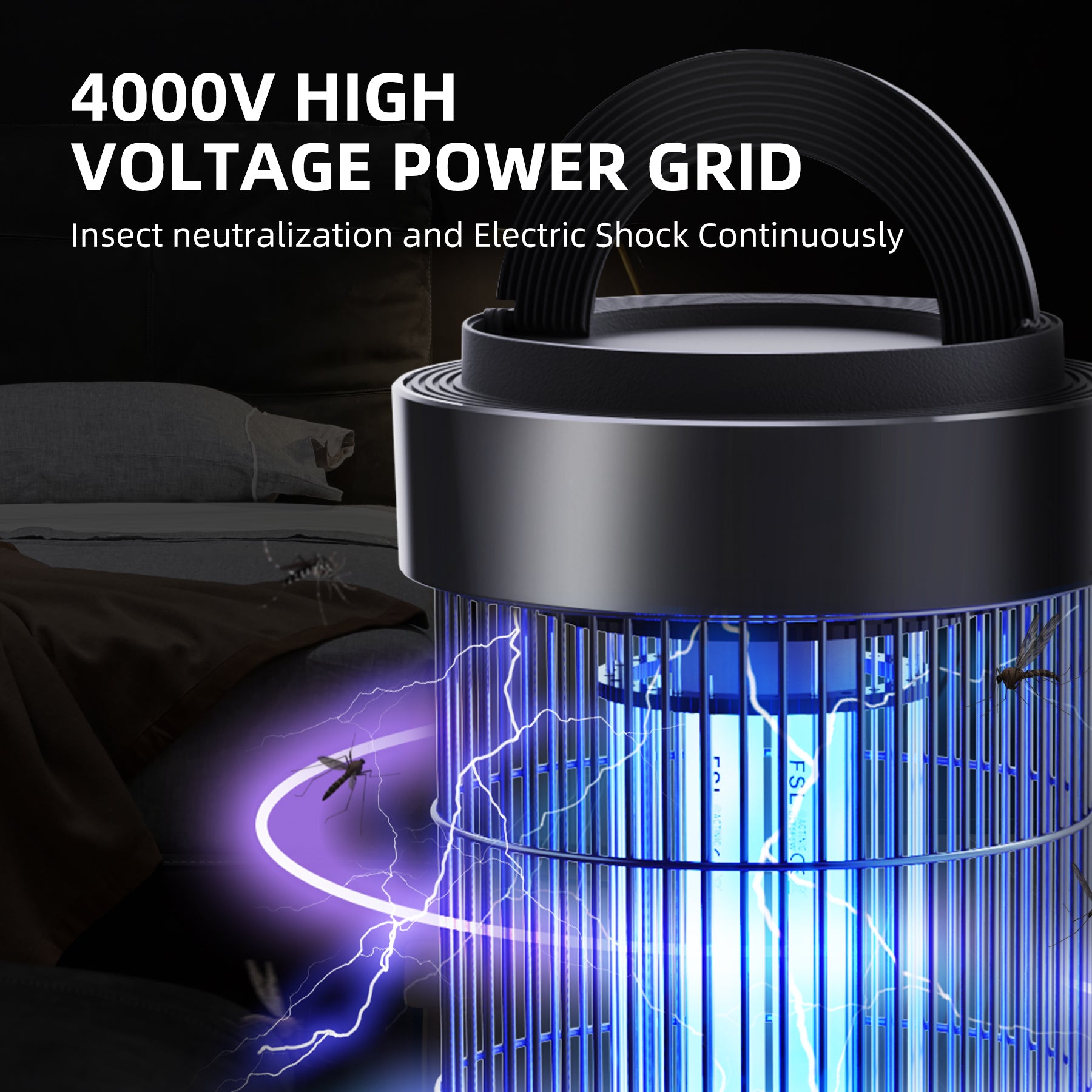 KLOUDIC Waterproof 4000V Mosquito Killer Electronic Insect Fly Trap Bug Zapper for Outdoor and Indoor Flies, Mosquitoes and Gnats、mySite、fannypackpong