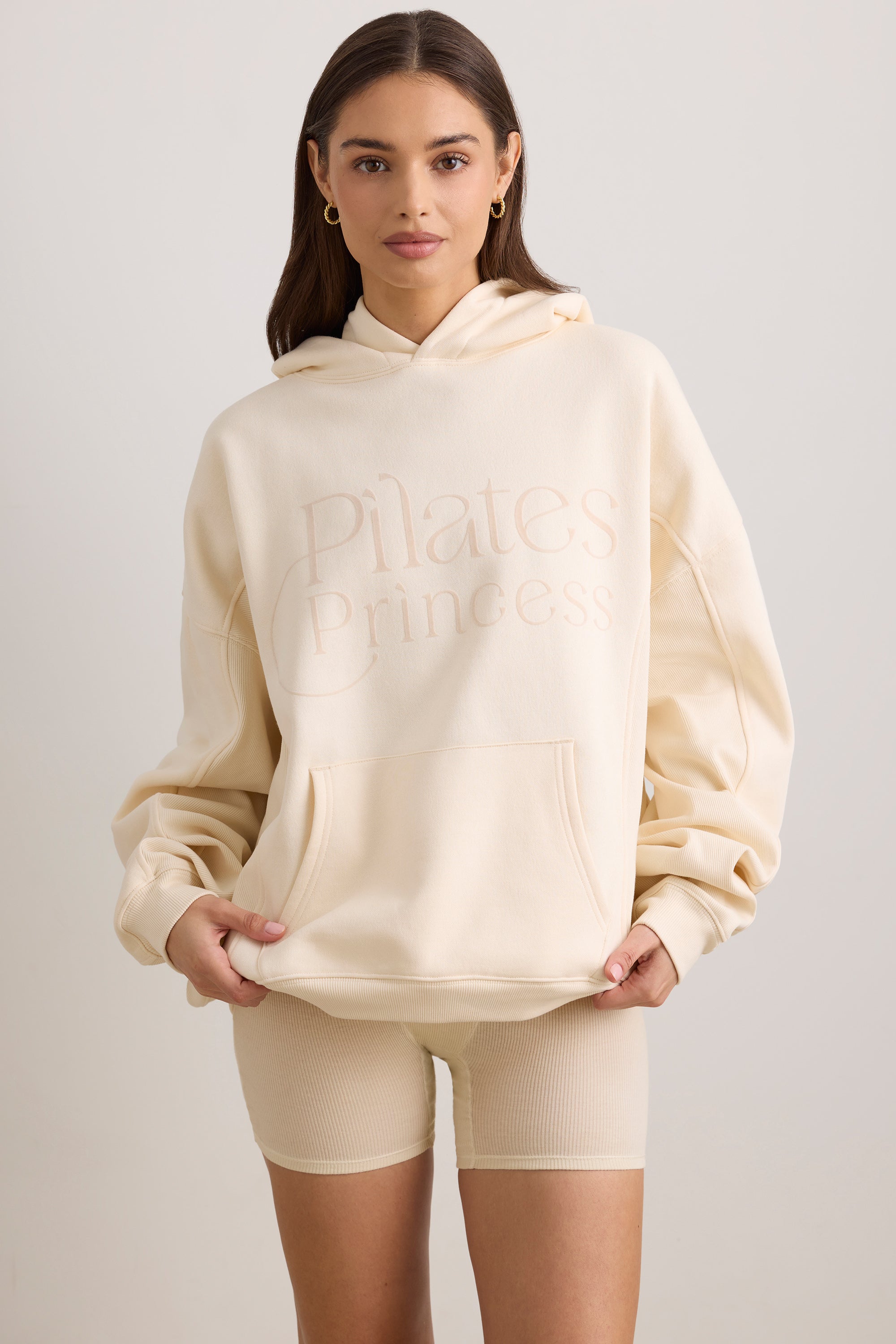 Oversized Hooded Sweatshirt in Vanilla、mySite、solidvoid