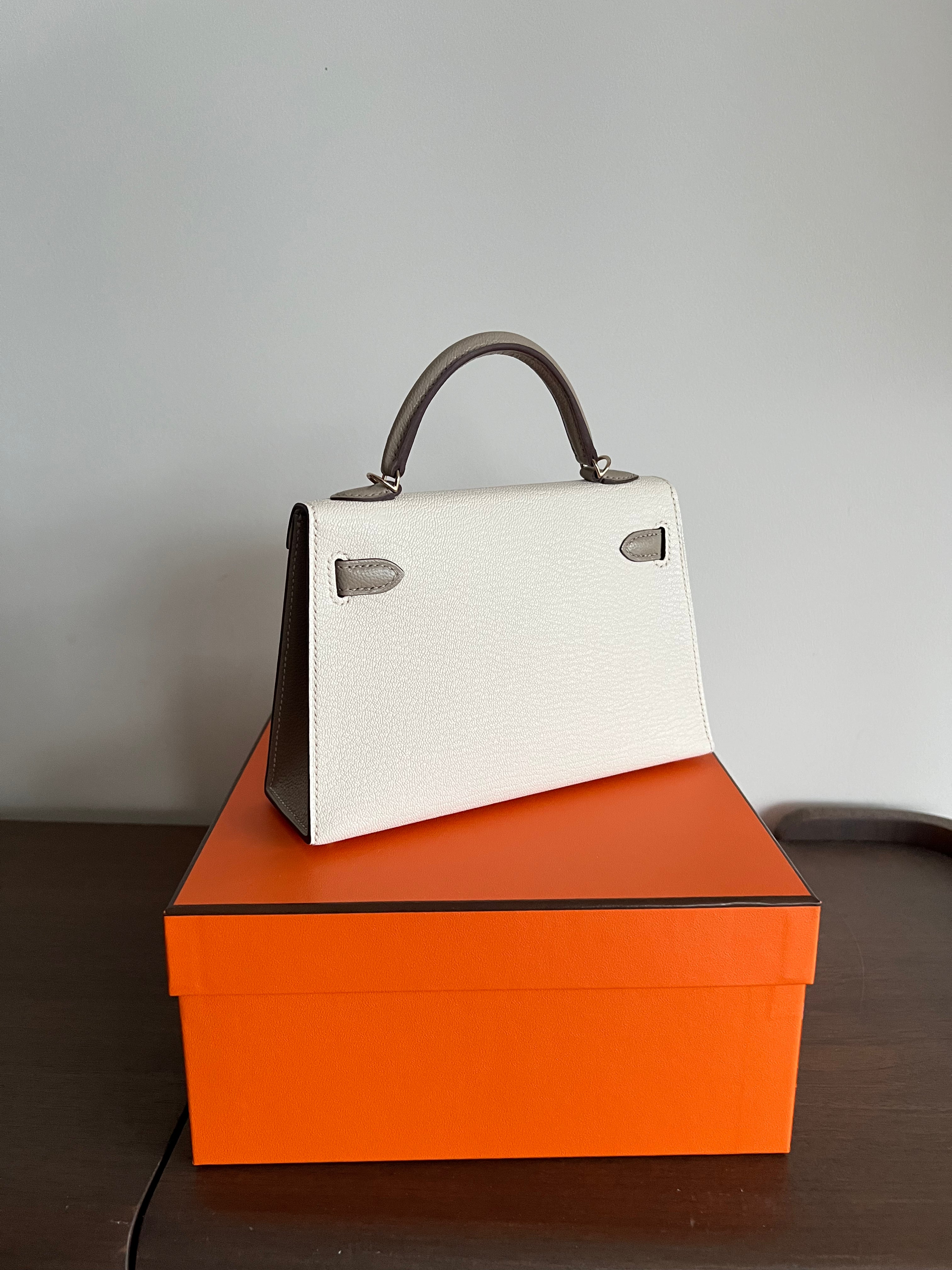 Hermès Mini Kelly 20 HSS Nata & Gris Tourterelle Chevre Mysore Permabrass、mySite、garminoutage.com