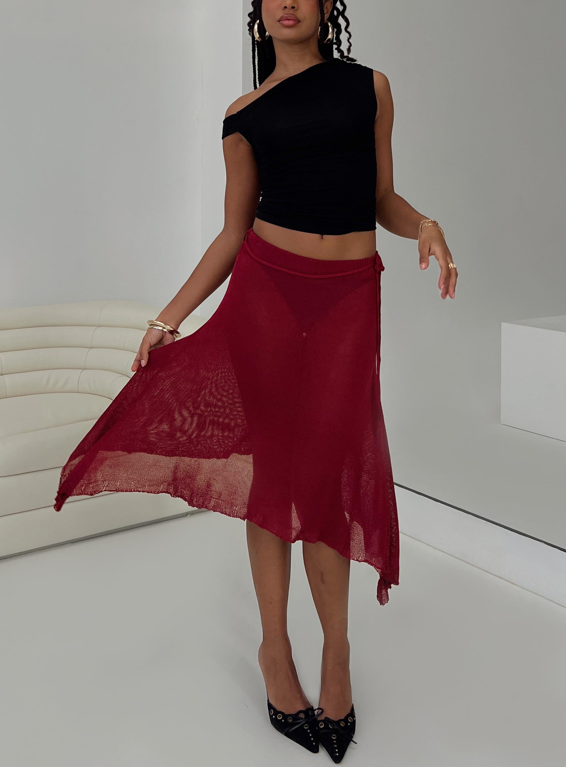 Leysa Midi Skirt Red、mySite、solidvoid
