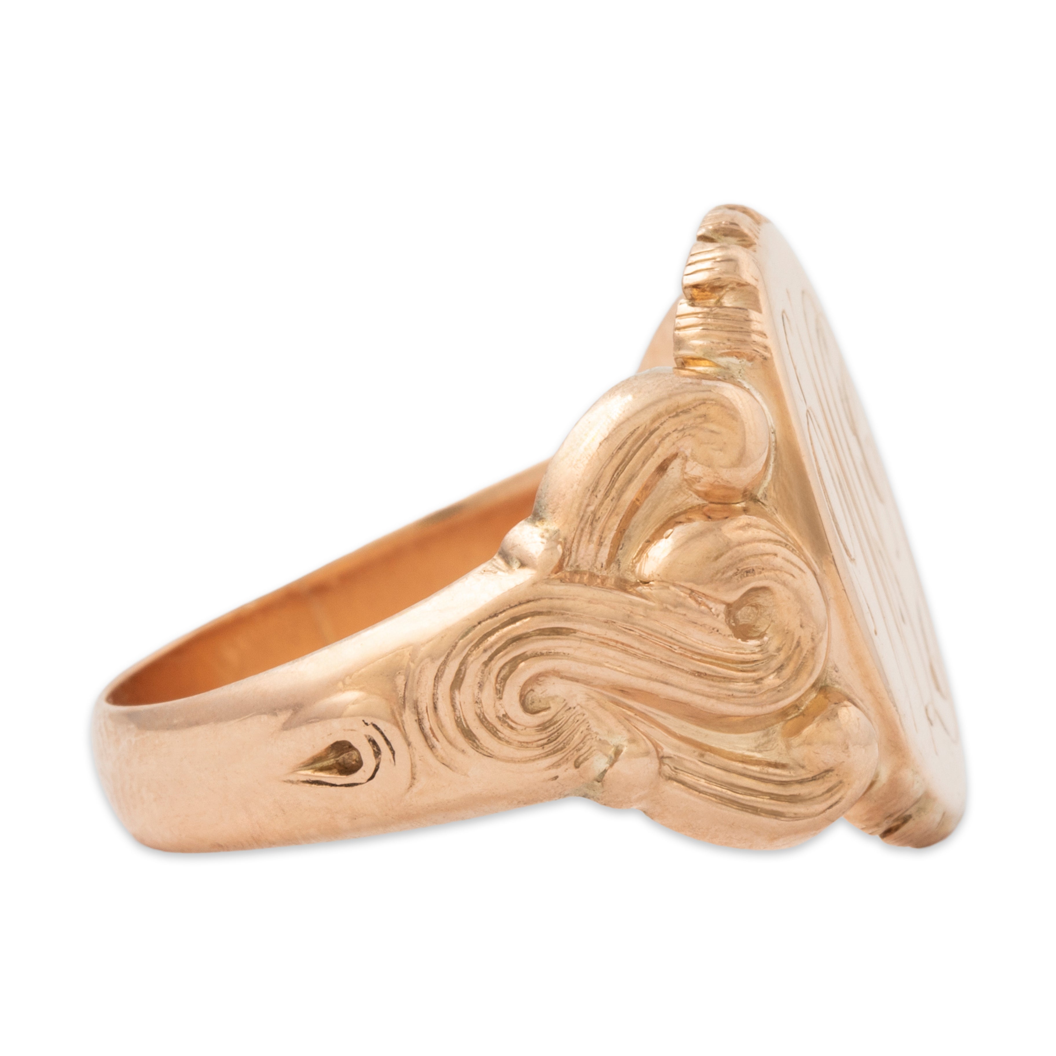 Antique Large Art Nouveau 10k Rose Gold CFM Monogram Signet Ring、mySite、hinf8tx79