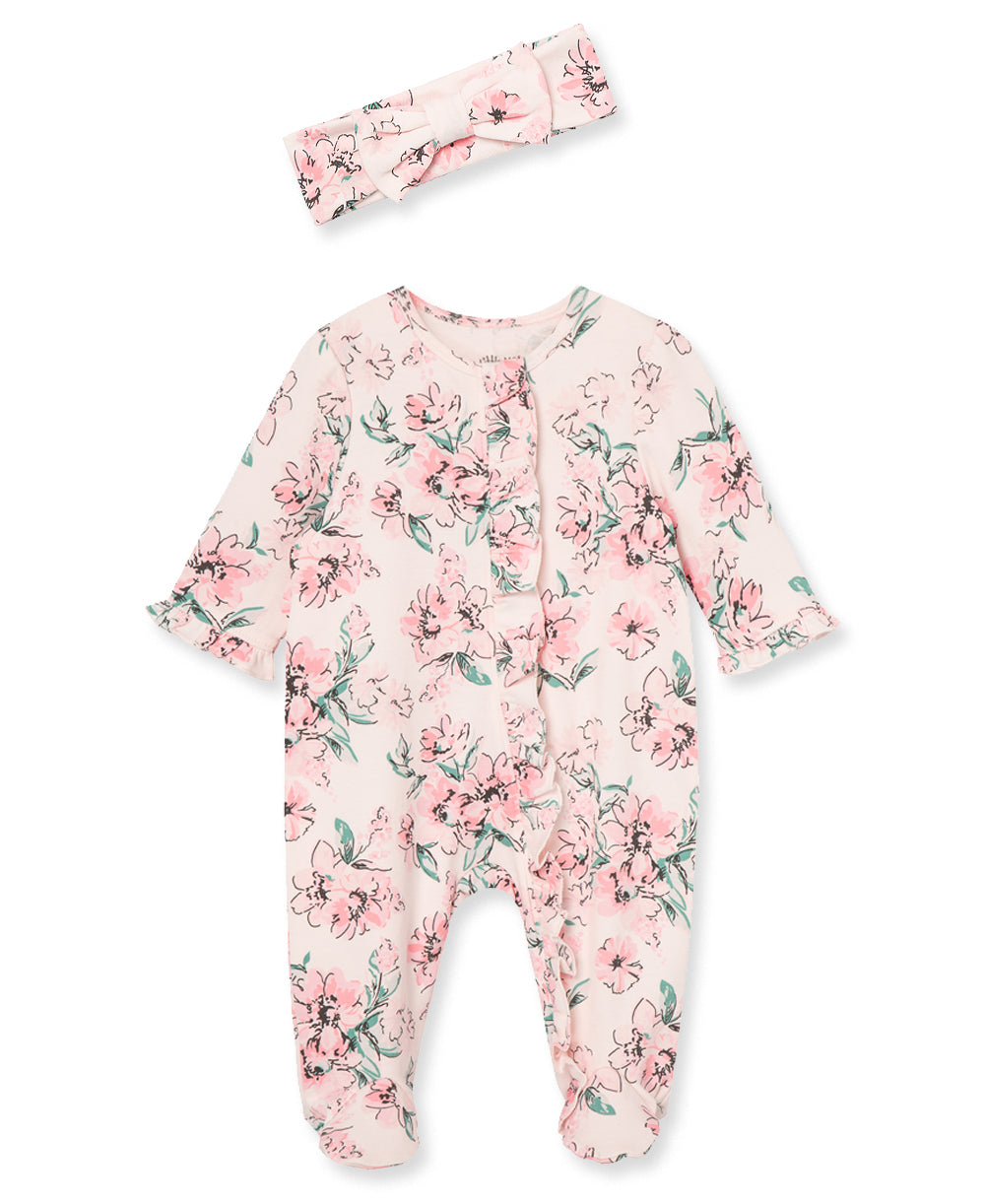  Dream Floral 2-Way-Zip Footed One-Piece and Headband、mySite、layawaytickets