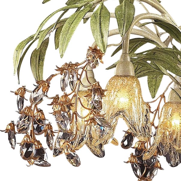 Huarco 6-Lght Chandelier W/Floral-Shaped Glass、mySite、g9winljtr