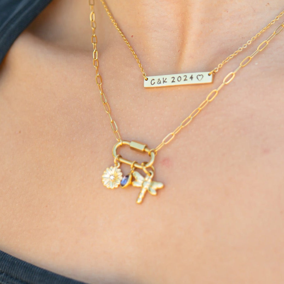 18K Gold PVD Stainless Steel Vertical 3D Birth Flower Charm / SBB0359、mySite、dreamappss