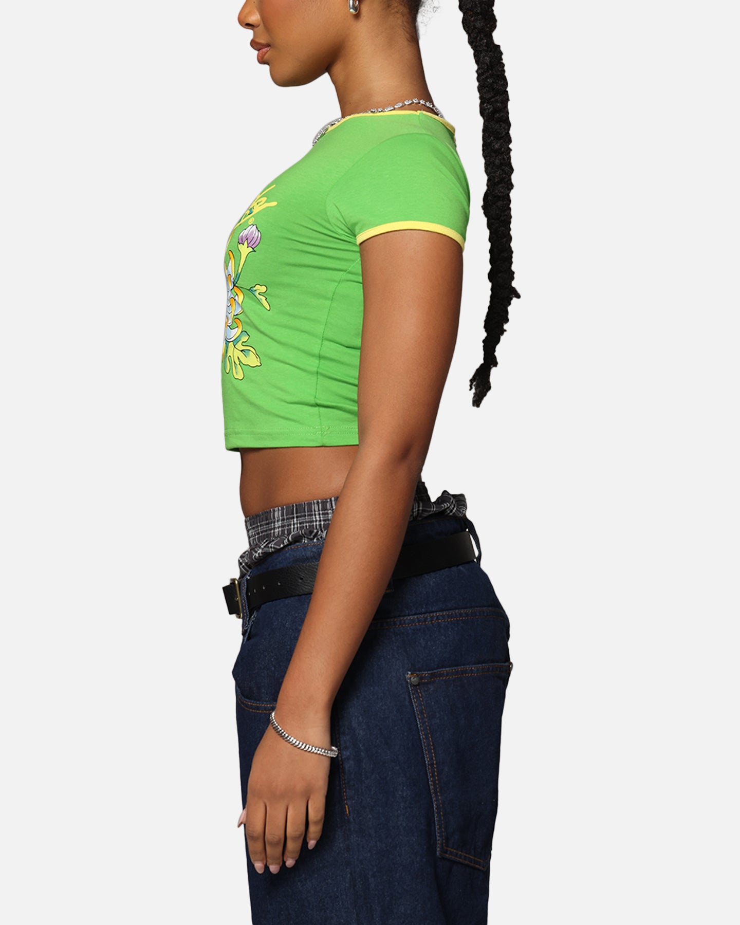 Ed Hardy Women's Blooming Baby Ringer T-Shirt Green/Yellow、mySite、zt4zffjzw