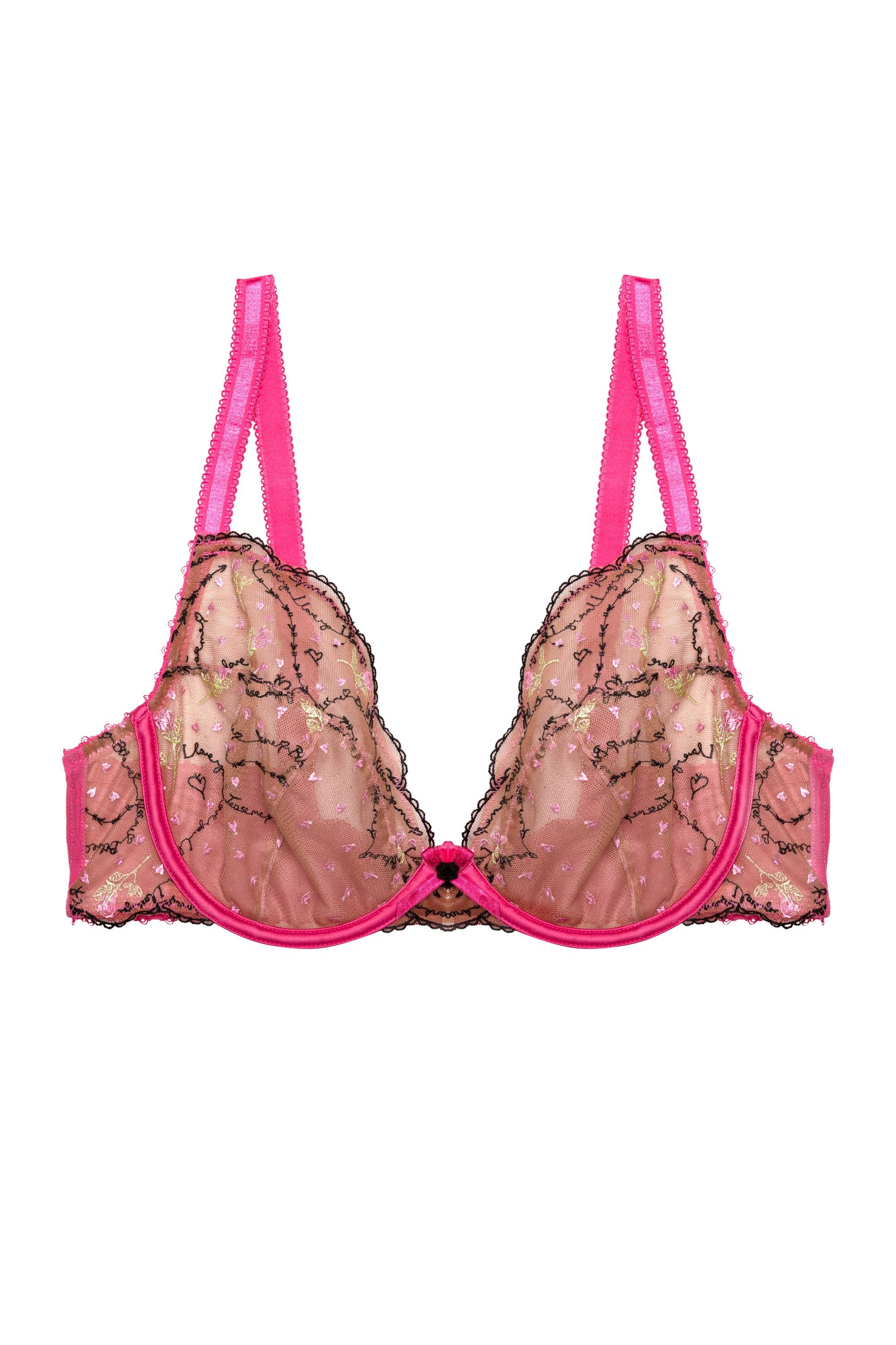 Spank Me Pink and Nude Custom Embroidery Plunge Bra、mySite、bengalsvssteelers