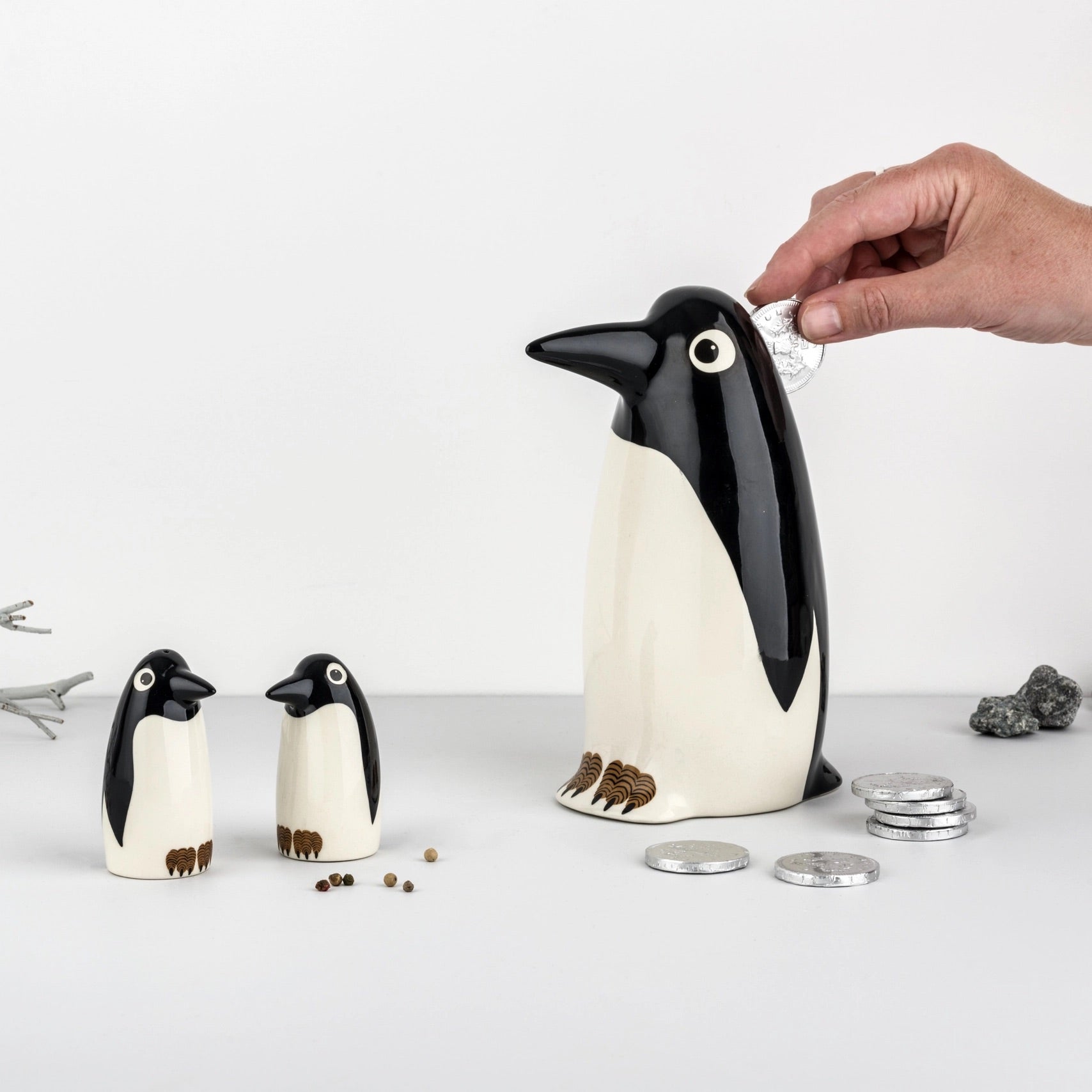 Handmade Ceramic Penguin Salt and Pepper Shakers、mySite、g9winljtr