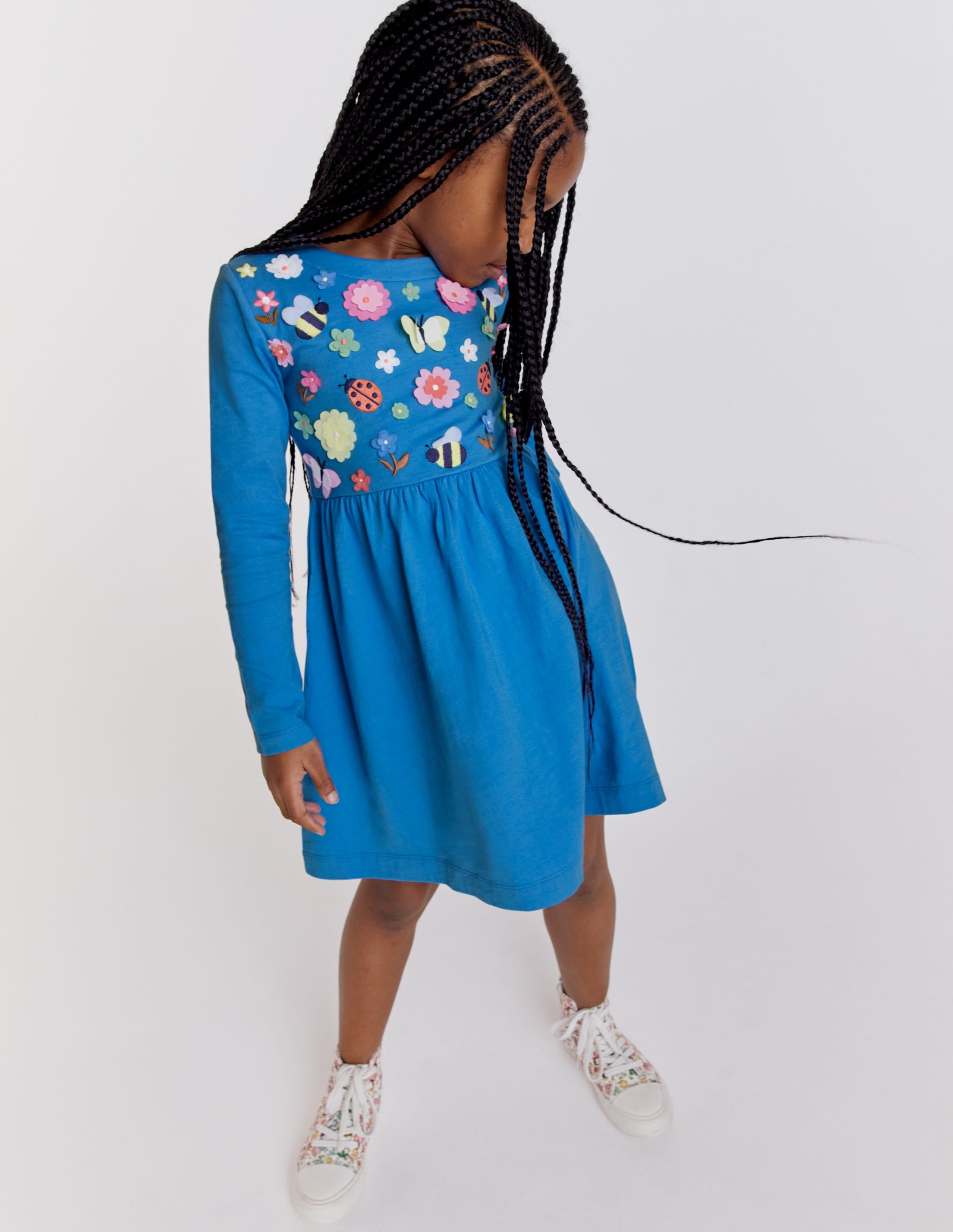  Flutter Jersey Dress-Penzance Blue Floral、mySite、ashleygrahame