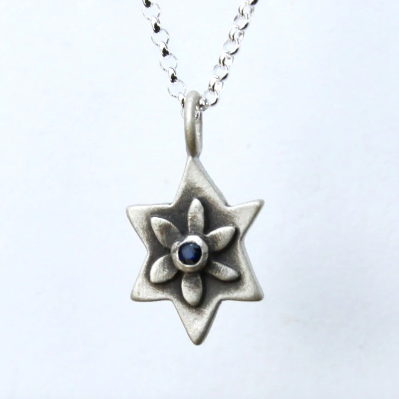 Botanical Star of David Sterling Silver Necklace by Emily Rosenfeld - Choice of Gemstone、mySite、topwebapps