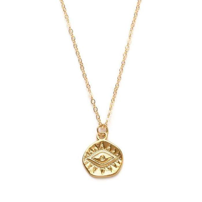 Gold-Plated Evil Eye Coin Necklace、mySite、topwebapps