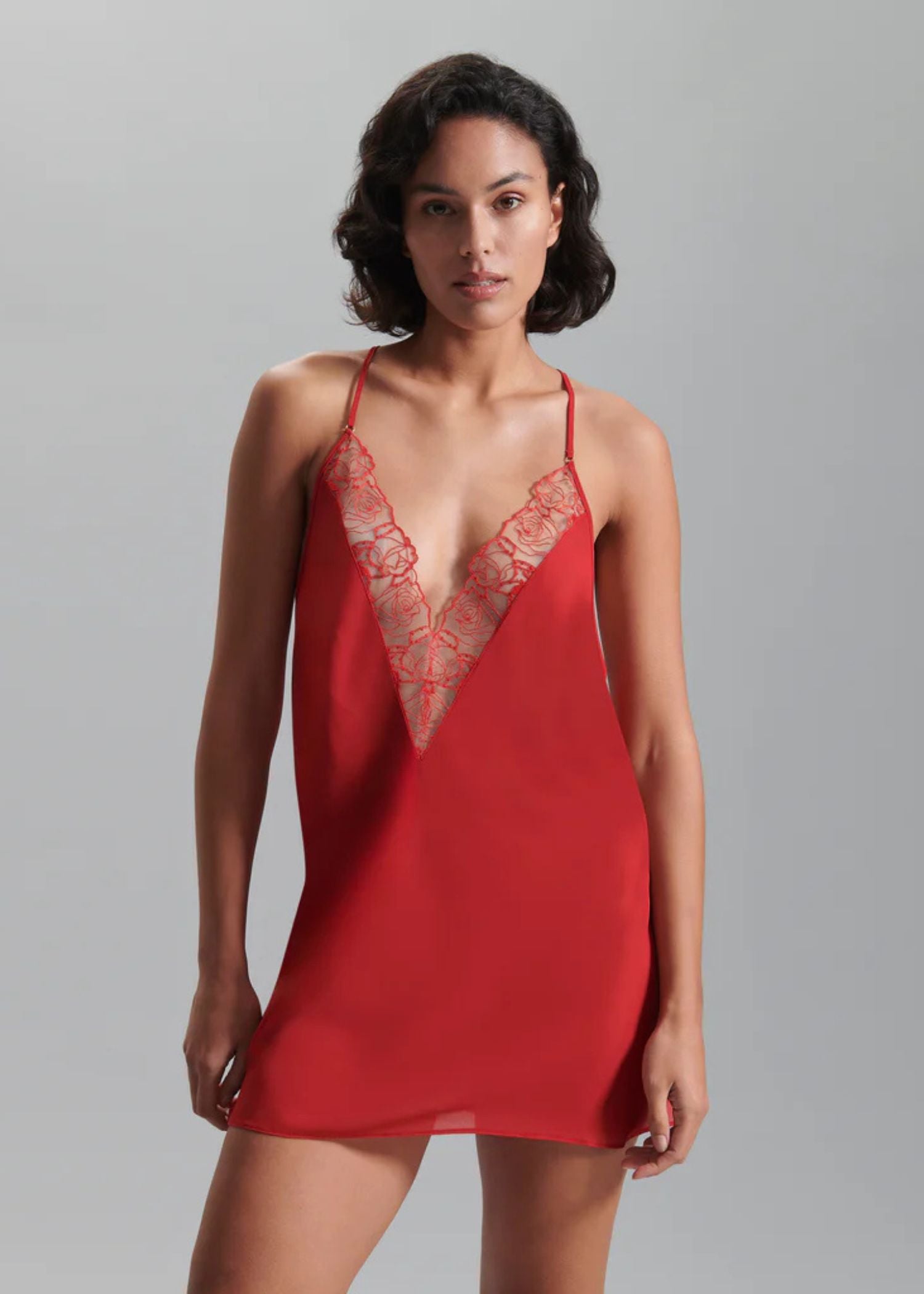  Rosalie Short Chemise Slip (Red/Sheer)、mySite、justintrudeaud