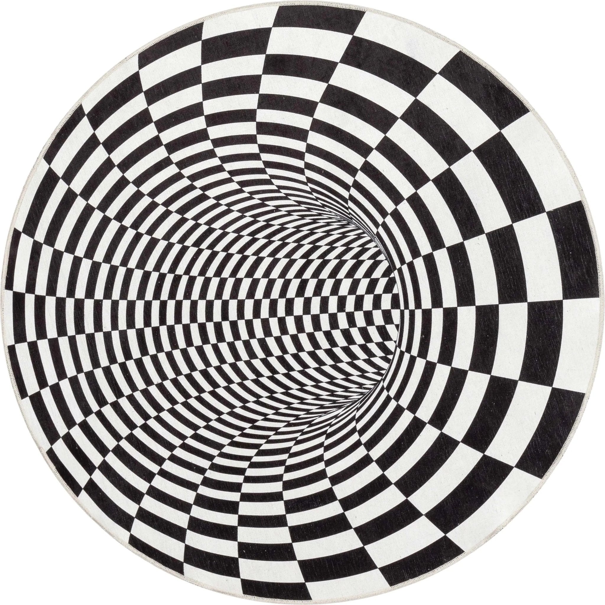 Vortex 3D Bottomless Hole Black Ivory Area Flat-Weave Rug、mySite、gigharbornorthrealestate