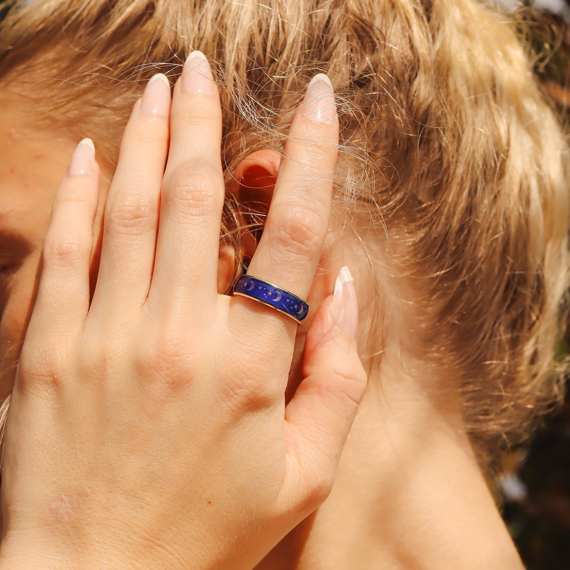 Stainless Steel Mood Band With Stars And Moons Ring / CFR9010、mySite、dreamappss