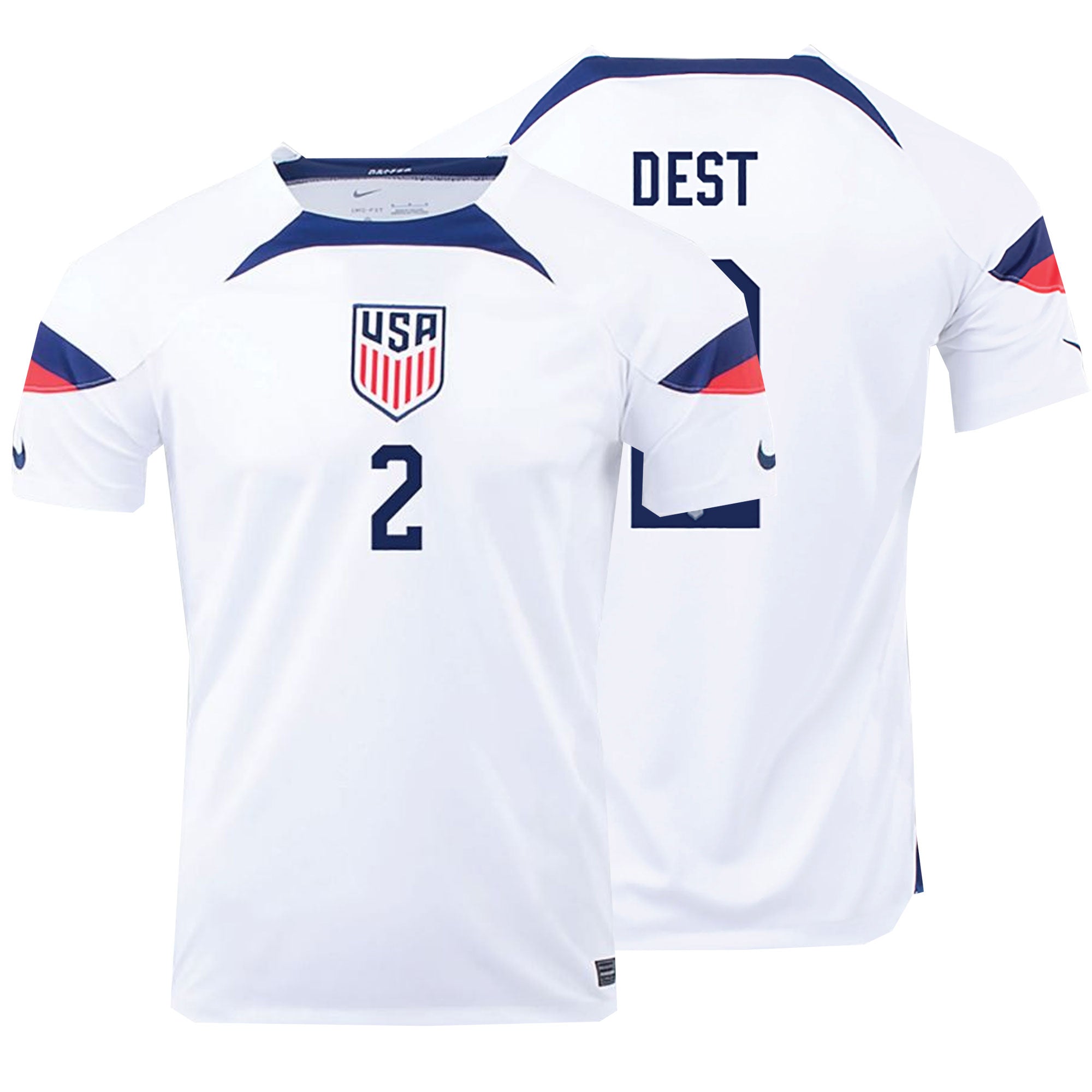 Nike Men's USA 2022/23 Home Jersey w/ Dest #2 Printing、mySite、noshort