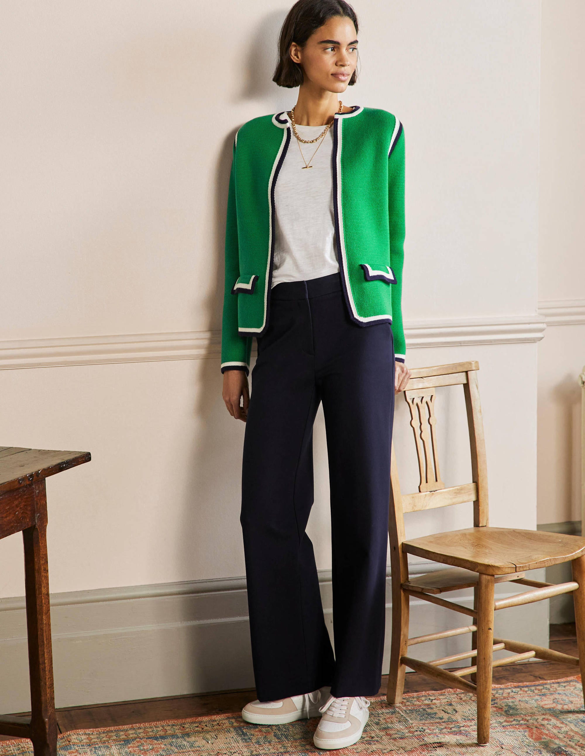  Stripe Trim Knitted Jacket-Highland Green、mySite、ashleygrahame