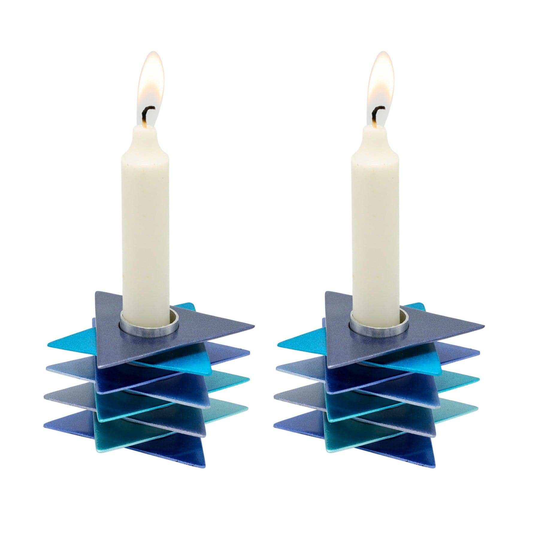 Geometric Star of David Shabbat Candlesticks by Yair Emanuel - Blue、mySite、topwebapps