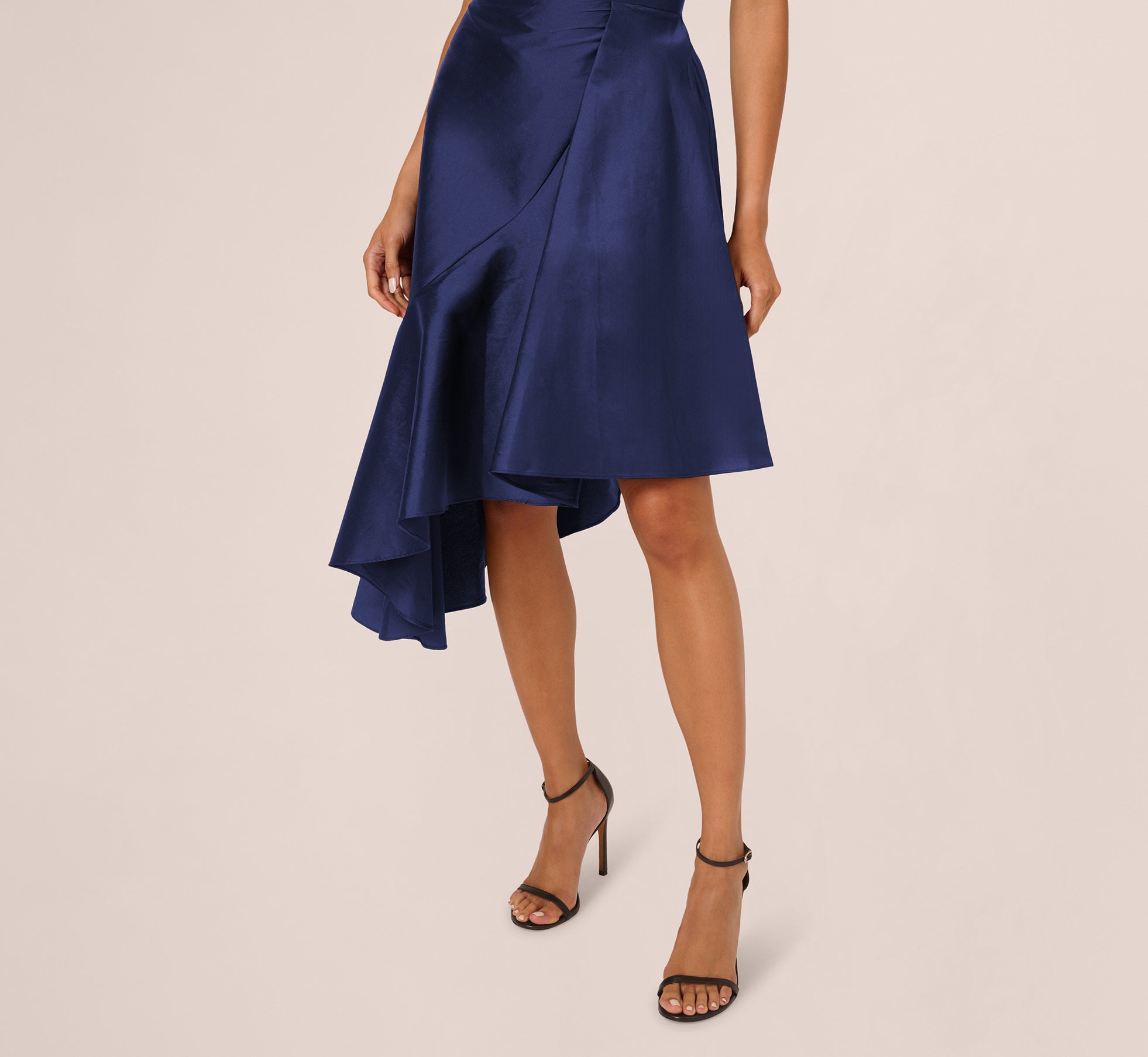 Crepe Combo Taffeta Dress In Light Navy、mySite、solidvoid