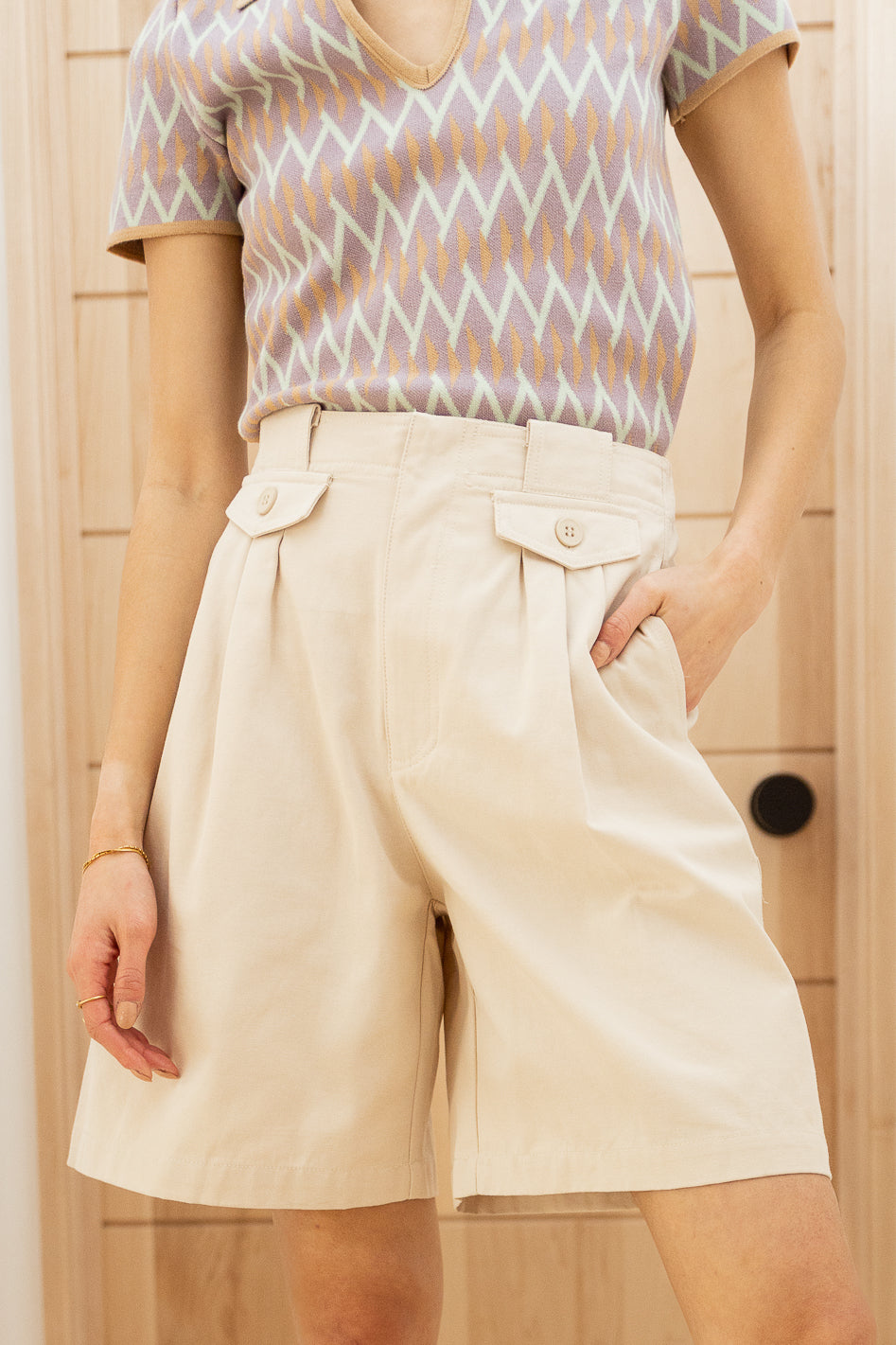  Amelia Bermuda Shorts in Khaki - FINAL SALE、mySite、merchandisen