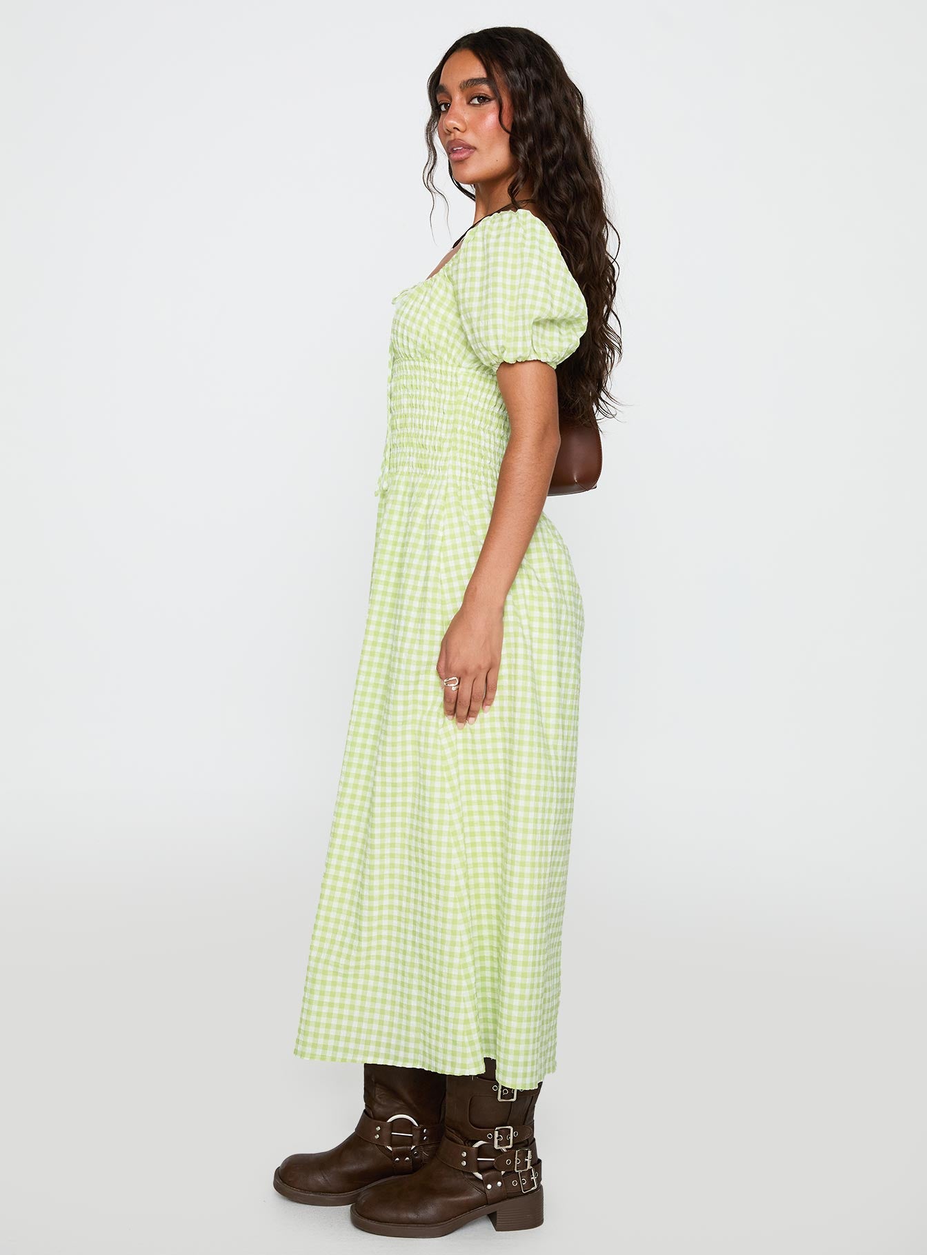 More Than Butterflies Maxi Dress Green Check、mySite、solidvoid