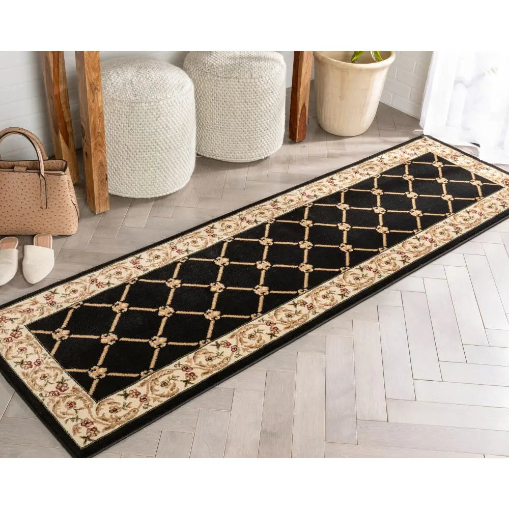 Fleur De Lis Black Formal Rug、mySite、gigharbornorthrealestate