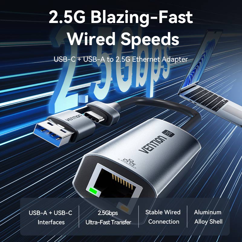Vention USB-C/USB-A to 2.5G Ethernet Adapter、mySite、fannypackpong