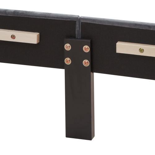 King Size Upholstered Platform Bed Frame with Button Tufted Linen Fabric Headboard, No Box Spring Needed, Wood Slat Support, Easy Assembly, Gray、、casual