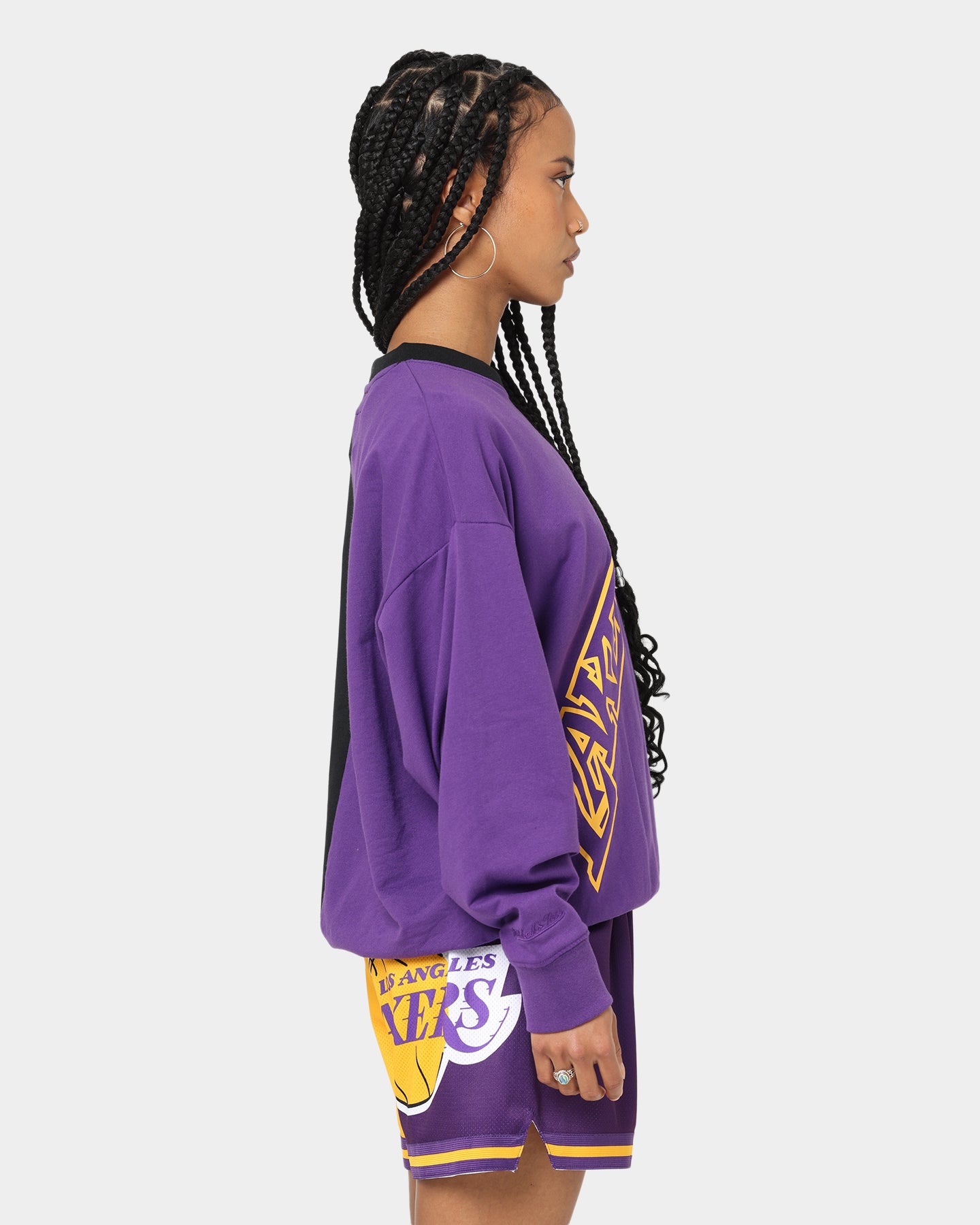Mitchell & Ness Women's Los Angeles Lakers Big Face 5.0 Crewneck Purple、mySite、zt4zffjzw