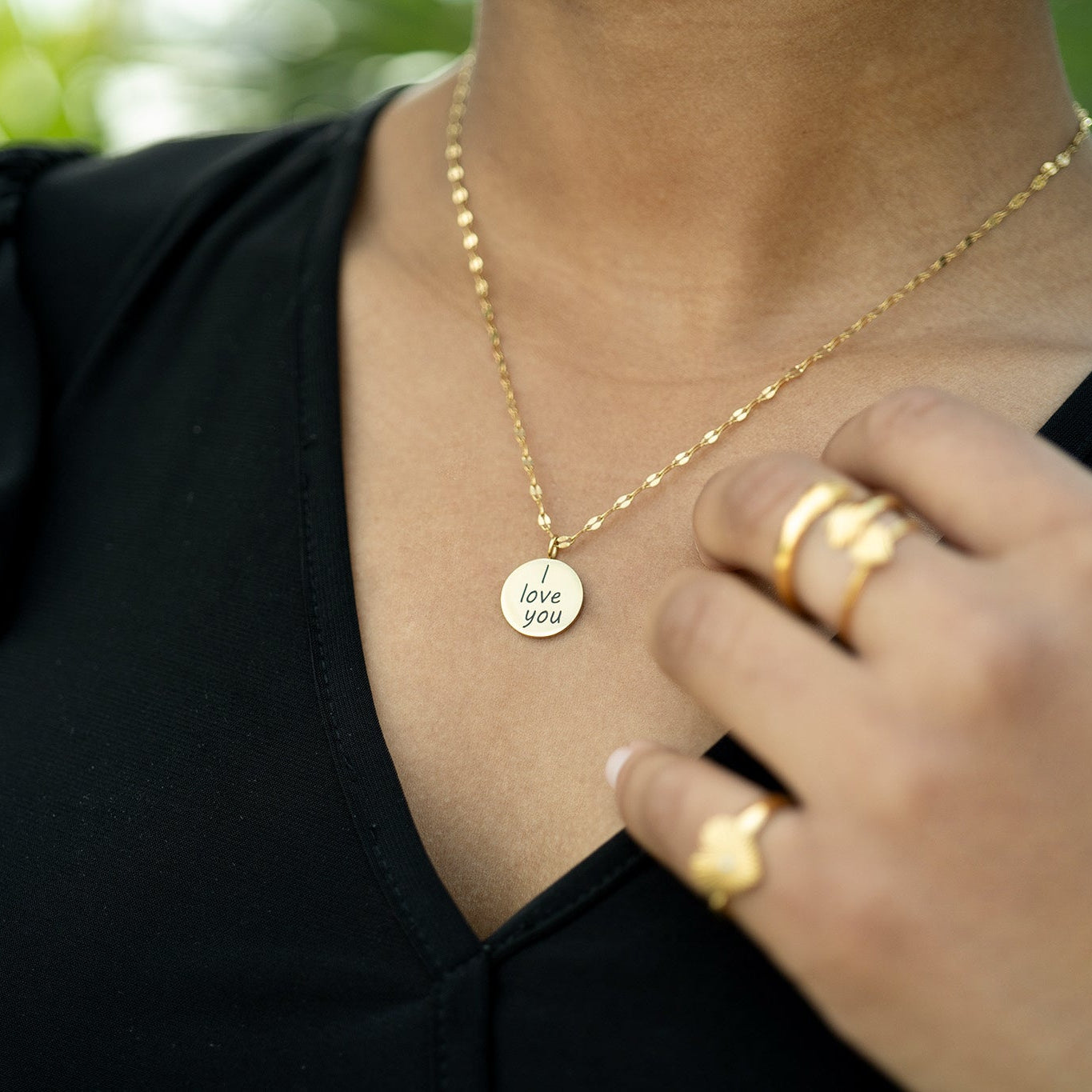 18K Gold PVD Stainless Steel I Love You Language Charm / PDL0260、mySite、dreamappss