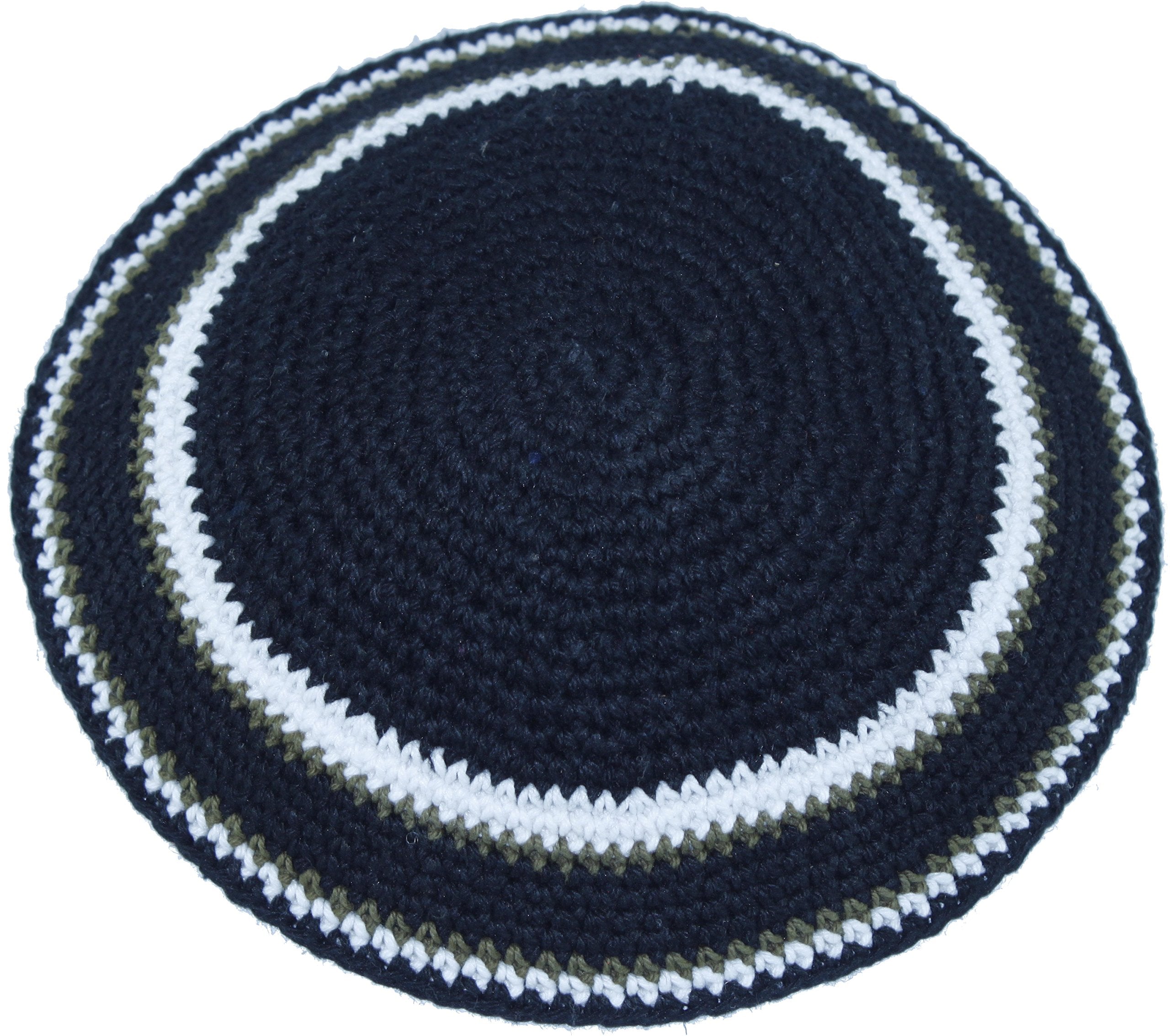  Holy Land Market Black/White 17cm DMC 100% Knitted Cotton Kippah Torah Chabad Yarmulke Jewish、mySite、elrpsem3k