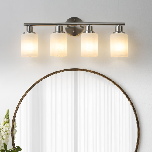 39" Modern 6-Light Vanity Bathroom Mirror Light, Frosted White Glass with Black Iron Frame, Contemporary Wall Sconce for Bedroom, Bathroom, and Dressing Room (No Bulbs)、、eastwooduniform