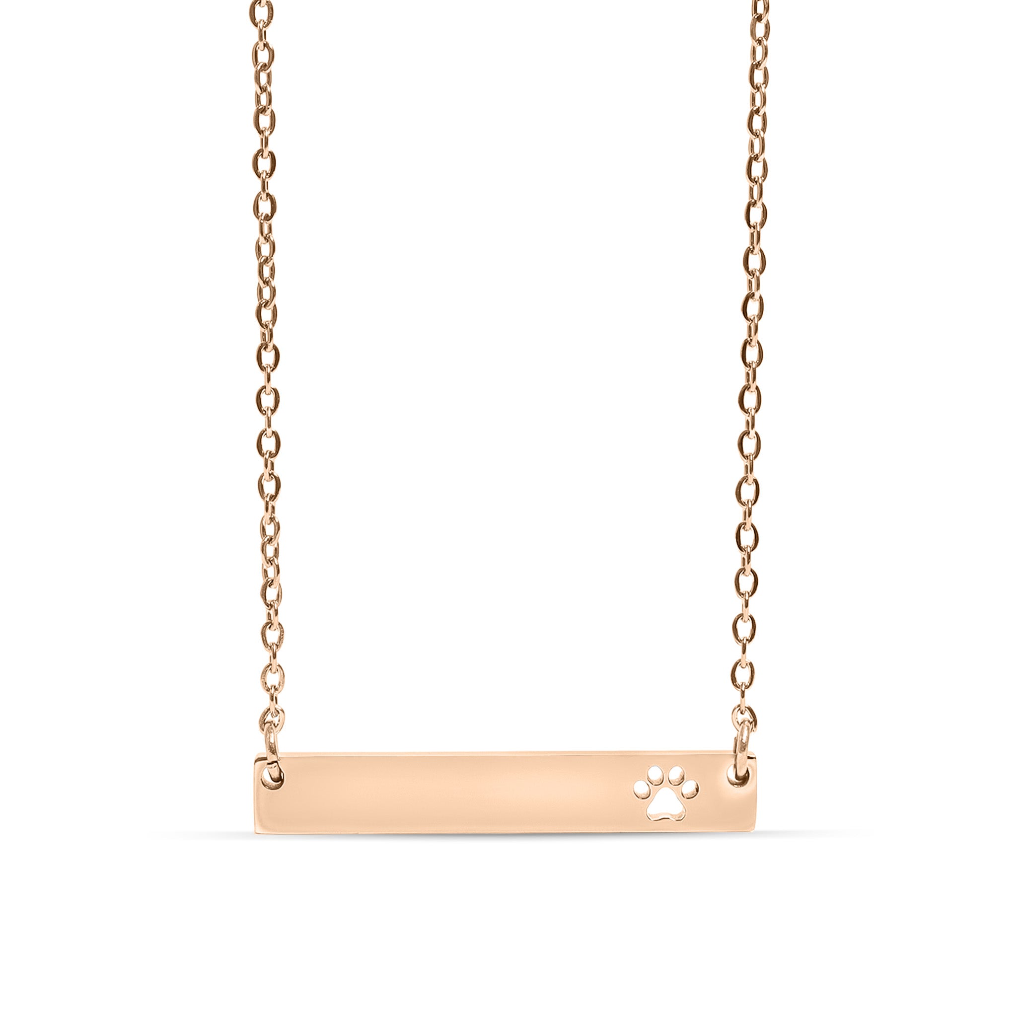 18K Gold PVD Stainless Steel Blank Cutout Paw Print Bar Necklace / SBB0247、mySite、dreamappss