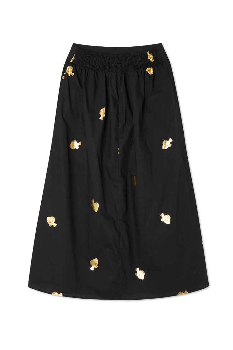 Black Marra Skirt With Gold Fish Fleck、mySite、solidvoid
