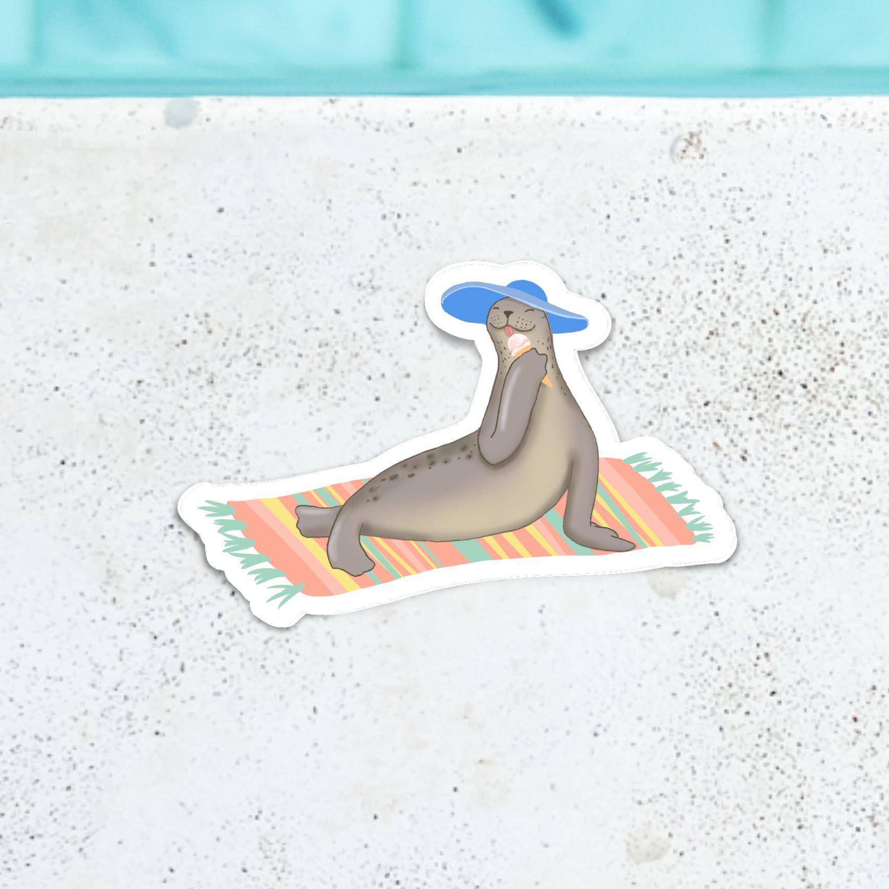  Seal Sunhat Summer Sticker、mySite、elrpsem3k