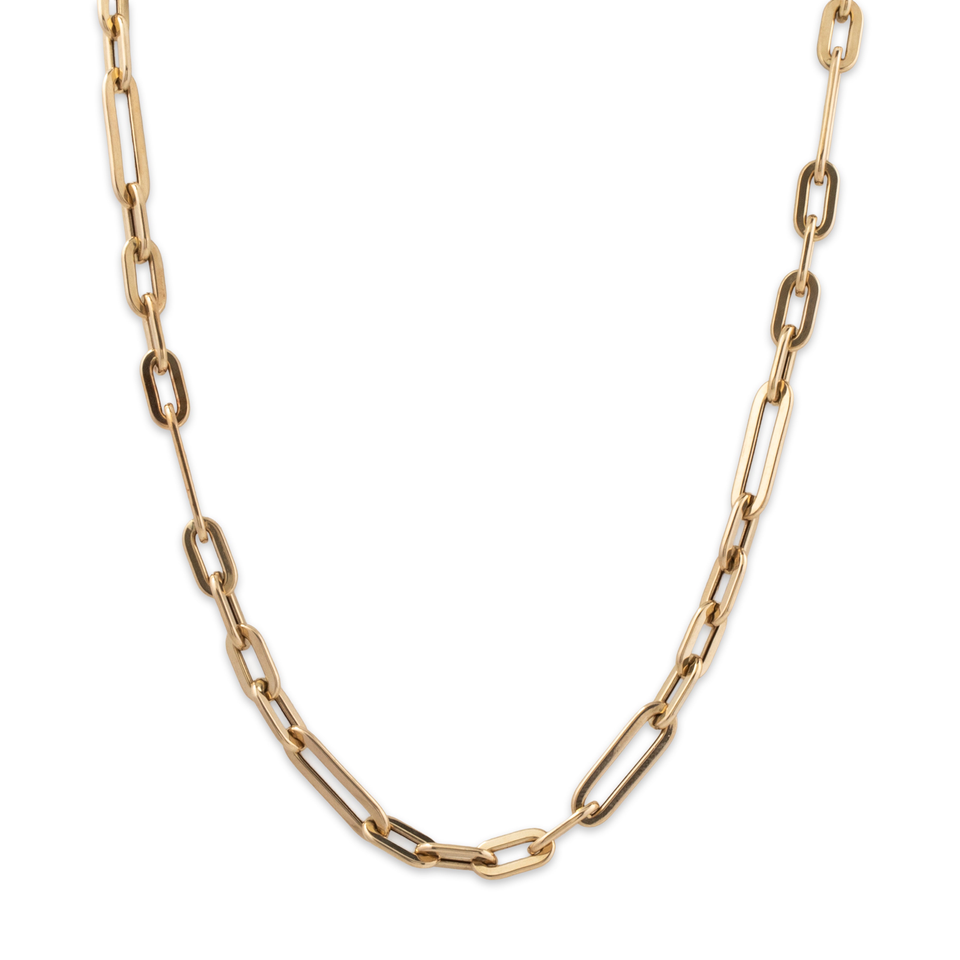 Vintage Italian 14k Yellow Gold Toggle Mixed Paperclip Link Necklace 18、mySite、hinf8tx79