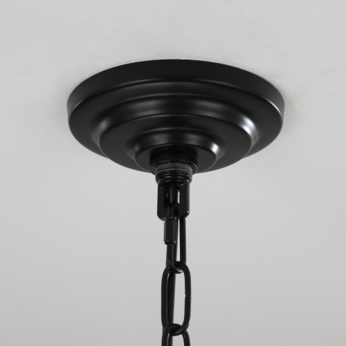 (Same as W1340142524/L1018-G) 18" Modern 8-Light Black Gold Geometric Pendant Chandelier, Industrial Metal Frame, Adjustable Hanging Light for Living Room, Dining Room, Kitchen (No Bulbs)、、eastwooduniform