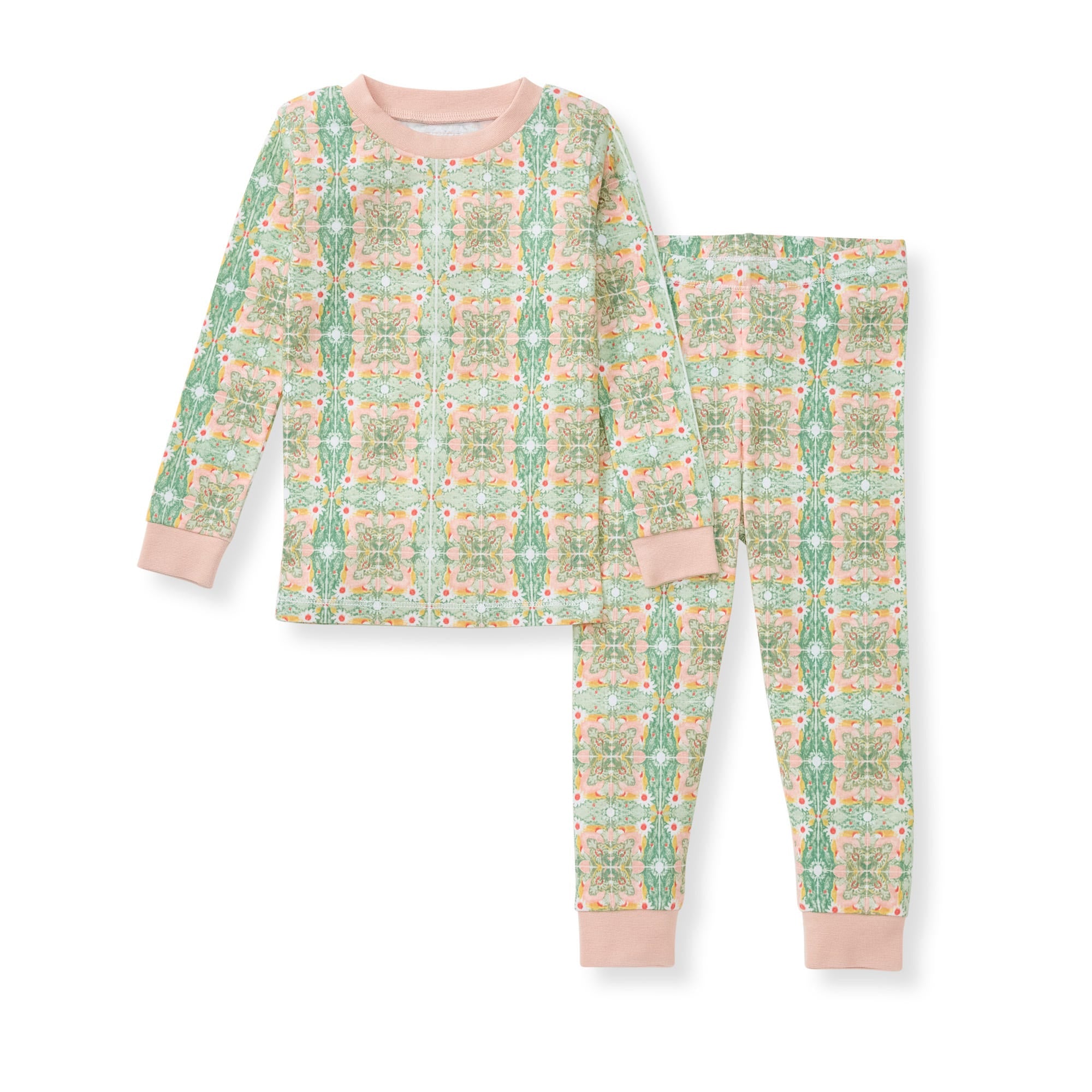  Floral Tile Organic Cotton 2-Piece Girl Pajamas、mySite、layawaytickets