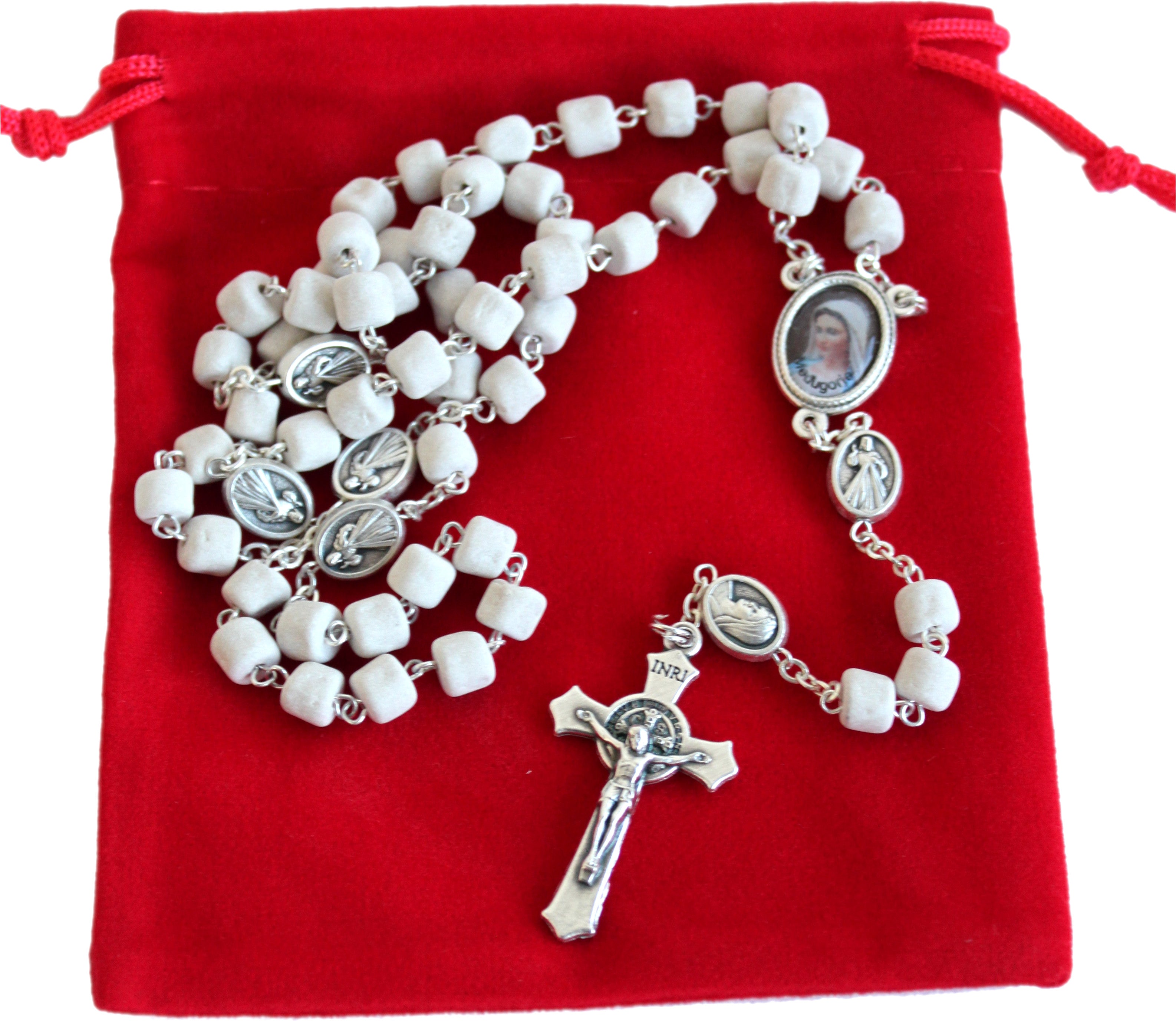  MEDJUGORJE - Rosary made from Apparition hill directly from MEDUGORJE. ( 20 inches long ) - silver cross、mySite、elrpsem3k