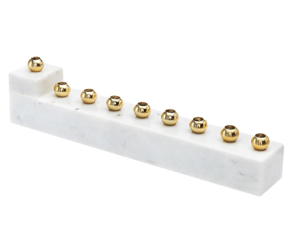 L-Shaped Marble Menorah With Brass Candleholders、mySite、topwebapps
