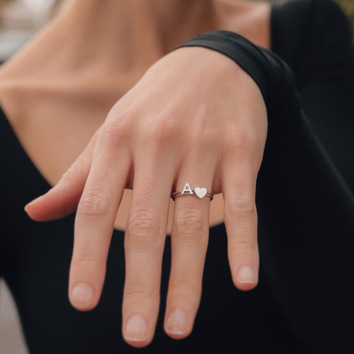 Stainless Steel Initial Stacking Rings A-M / ZRJ9020、mySite、dreamappss