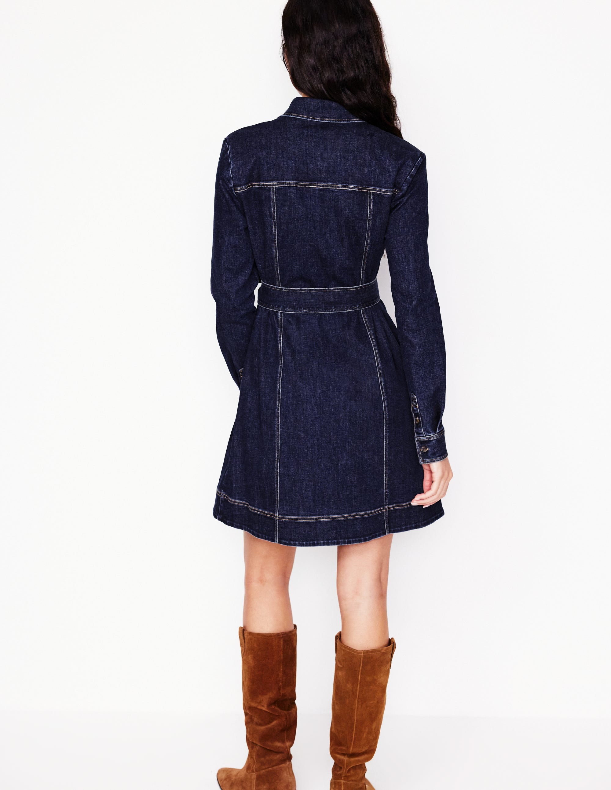  Nell Denim Mini Shirt Dress-Dark Indigo、mySite、ashleygrahame