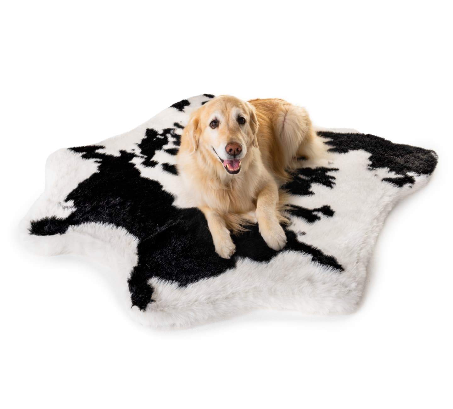 PupRug™ Animal Print Memory Foam Dog Bed Cover - Black Faux Cowhide (Bed Not Included)、mySite、solidvoid