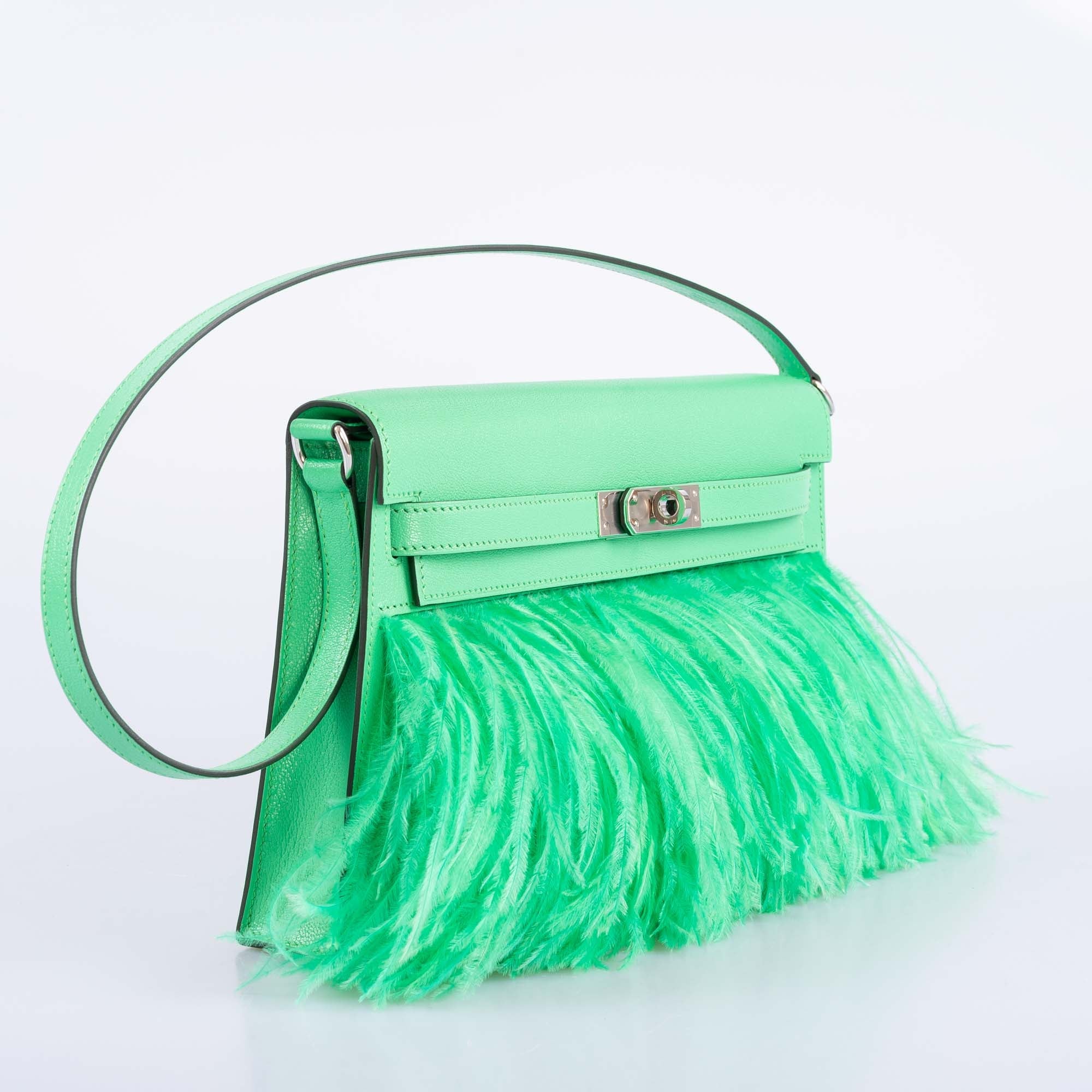 Hermès Kelly Elan Foile Vert Comics Chevre and Ostrich Feather Palladium Hardware、mySite、garminoutage.com