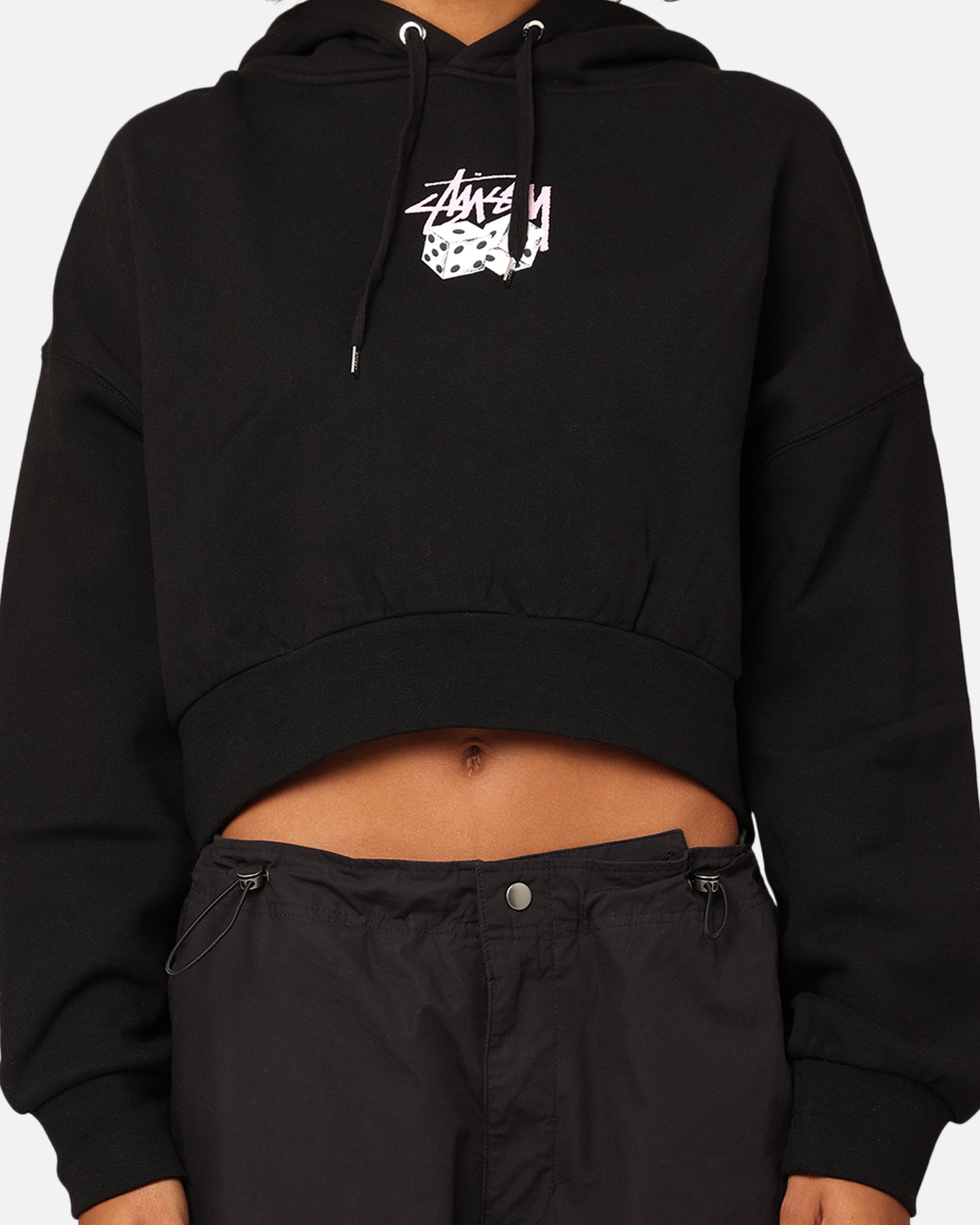 Stüssy Women's Pair Of Dice Cropped Hoodie Black、mySite、zt4zffjzw