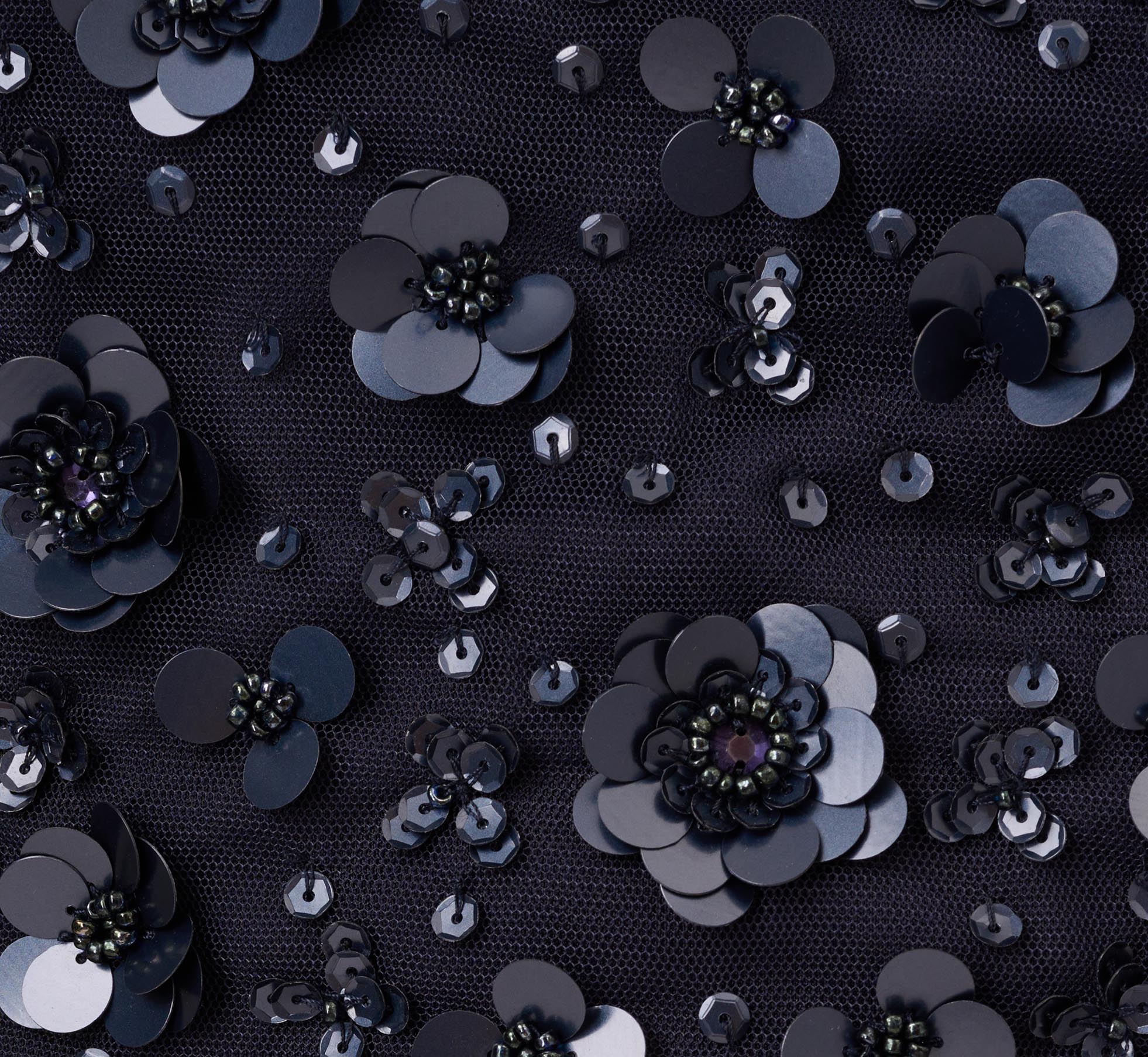 3D Floral Hand-Beaded One-Shoulder Long Column Gown In Dusty Navy、mySite、solidvoid