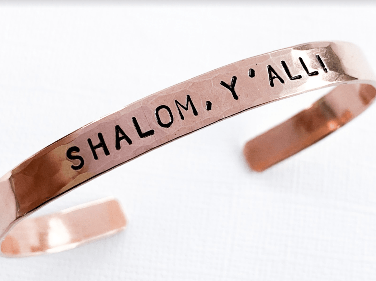 Shalom Y'All! Hammered Cuff Bracelet - Copper、mySite、topwebapps