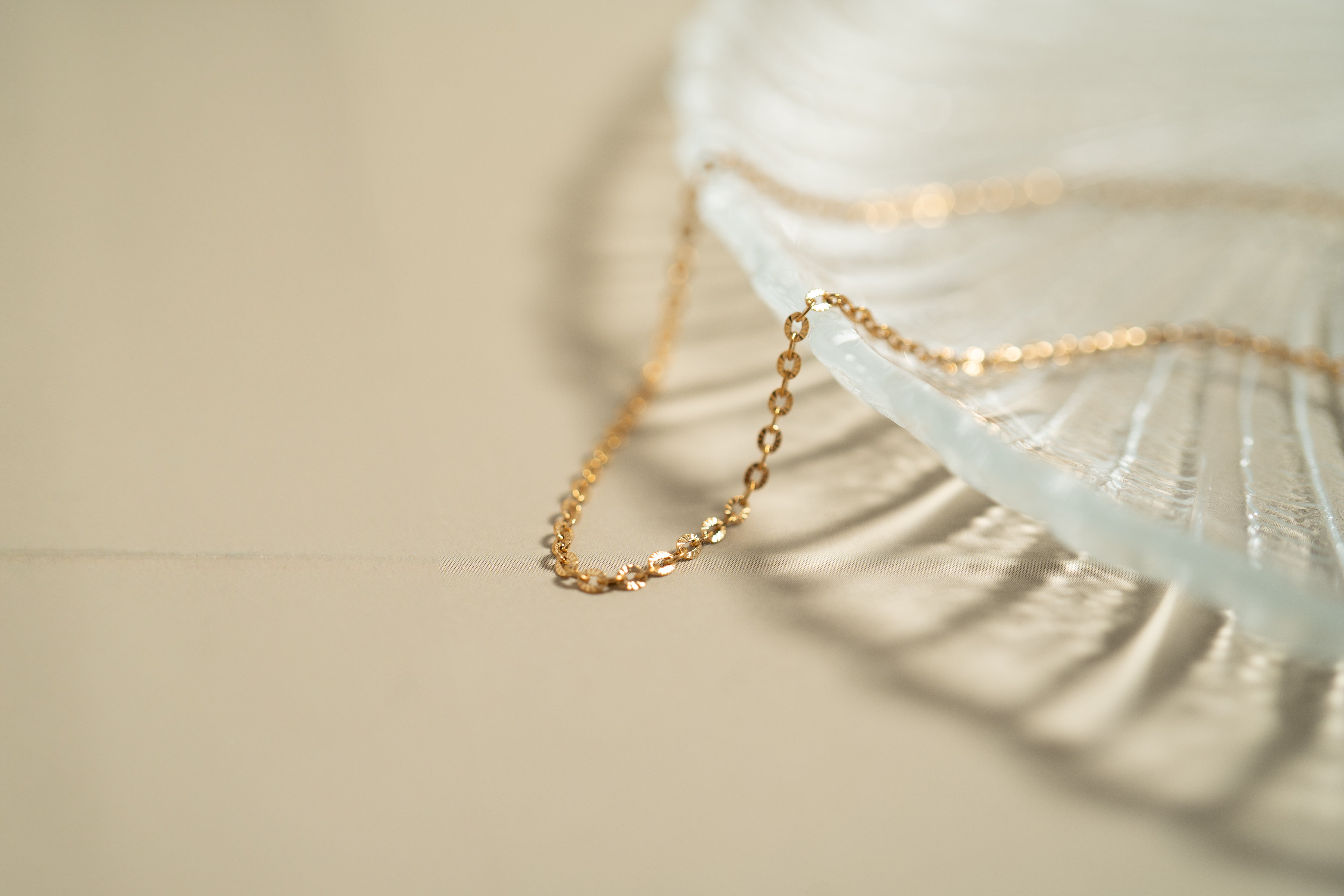 18K Gold PVD Stainless Steel Crimped Oval Link Chain Necklace / CHN3012、mySite、dreamappss