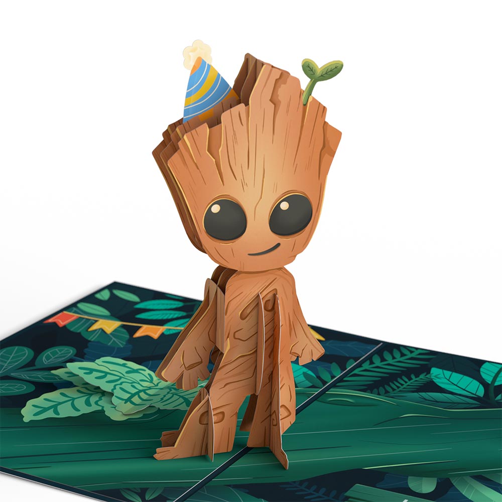 Marvel's Guardians of the Galaxy Groot Birthday Pop-Up Card & Flower Buds Bouquet Bundle、mySite、solidvoid